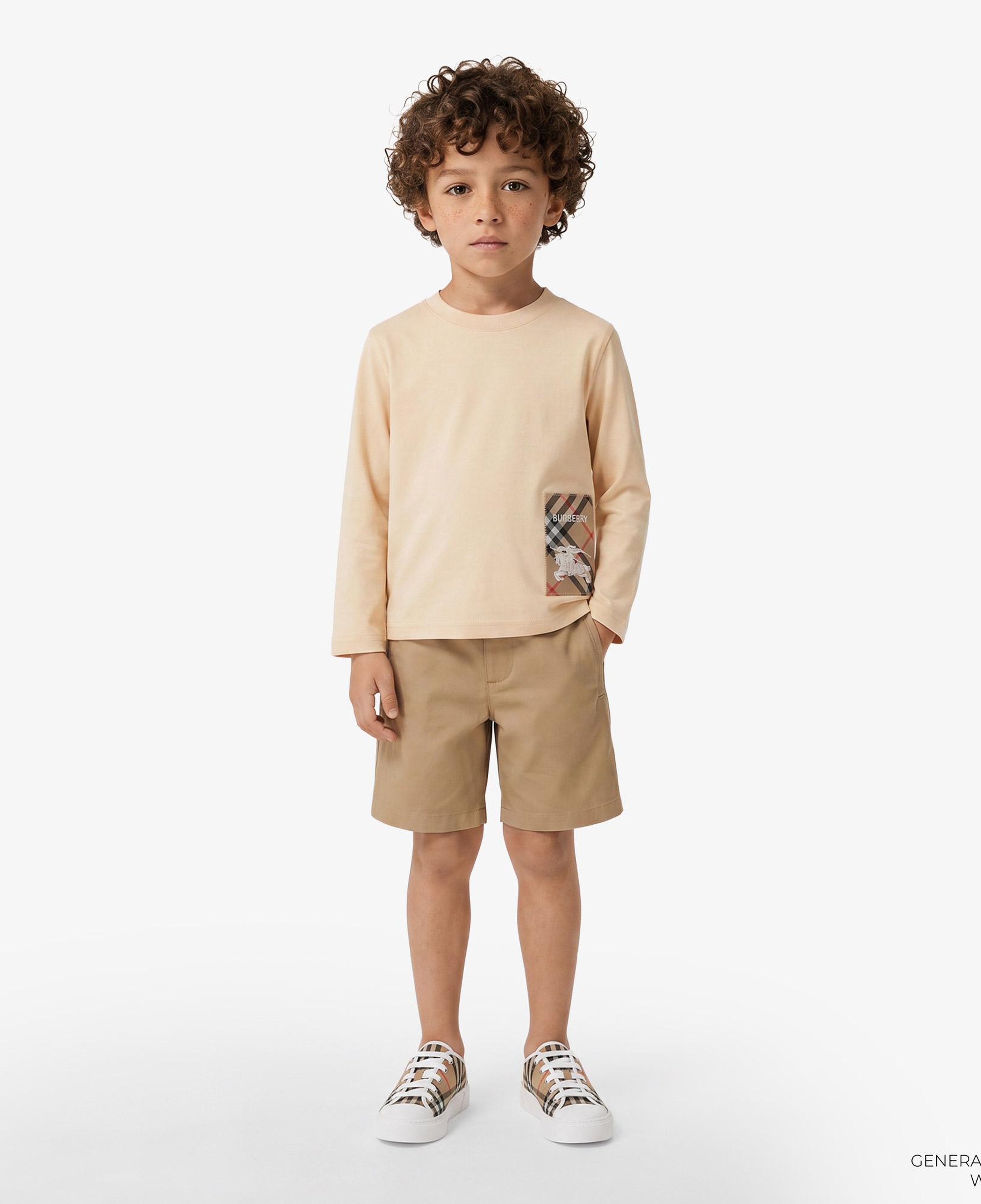 Burberry Kooper Label Cotton Top Çocuk Krem T-Shirt