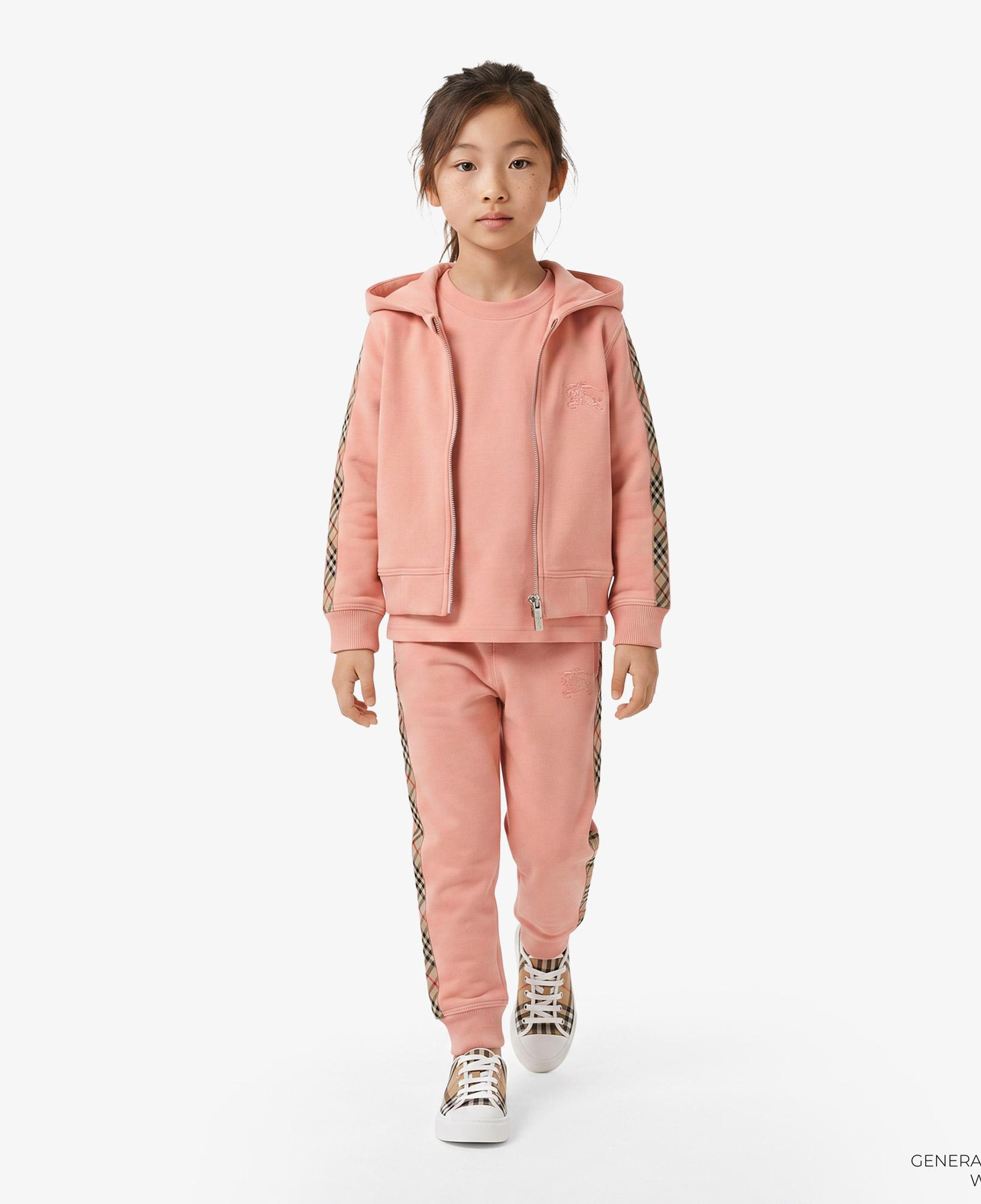 Burberry Elin Check Trim Cotton Çocuk Pembe Hoodie