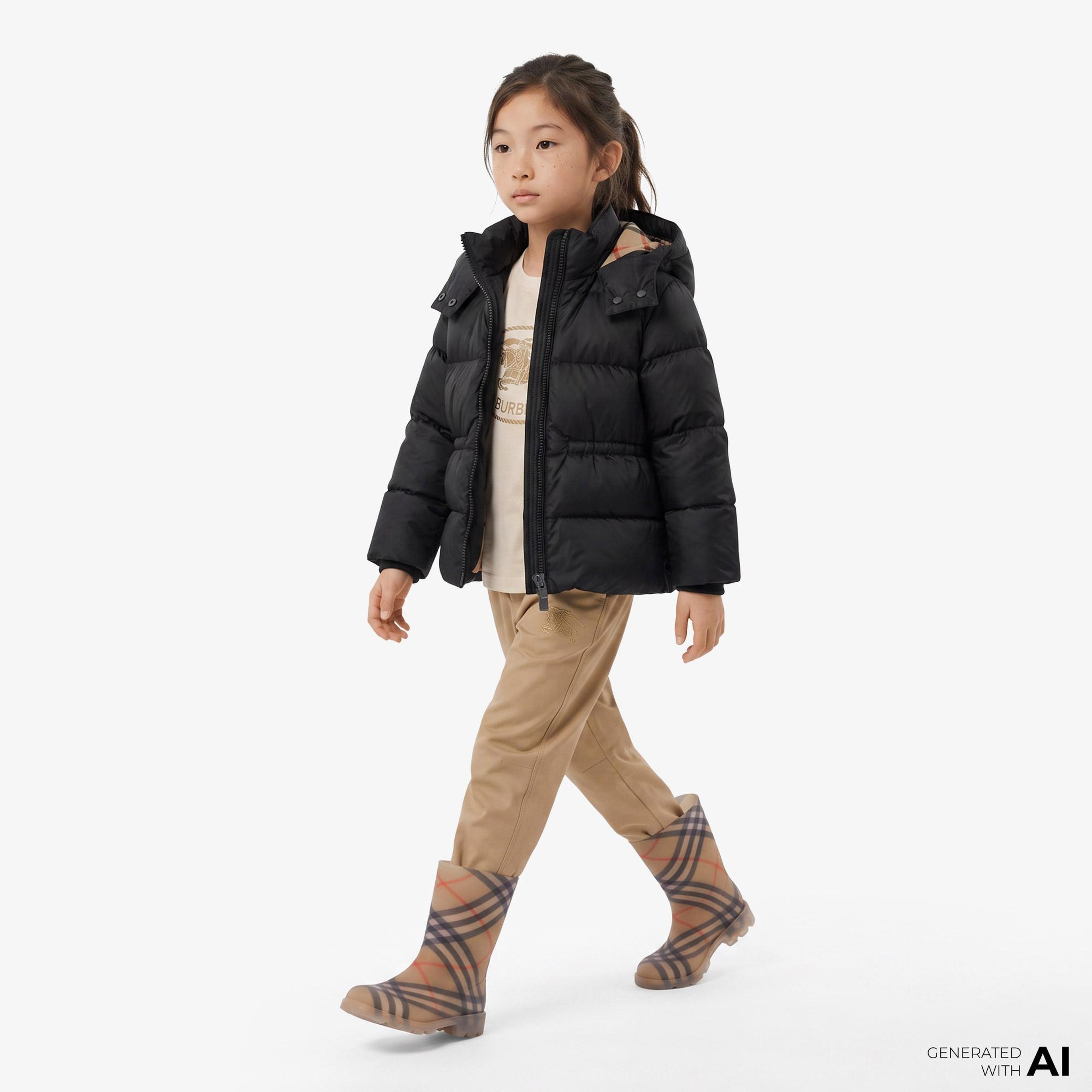 Burberry Agnes Nylon Puffer Çocuk Siyah Mont