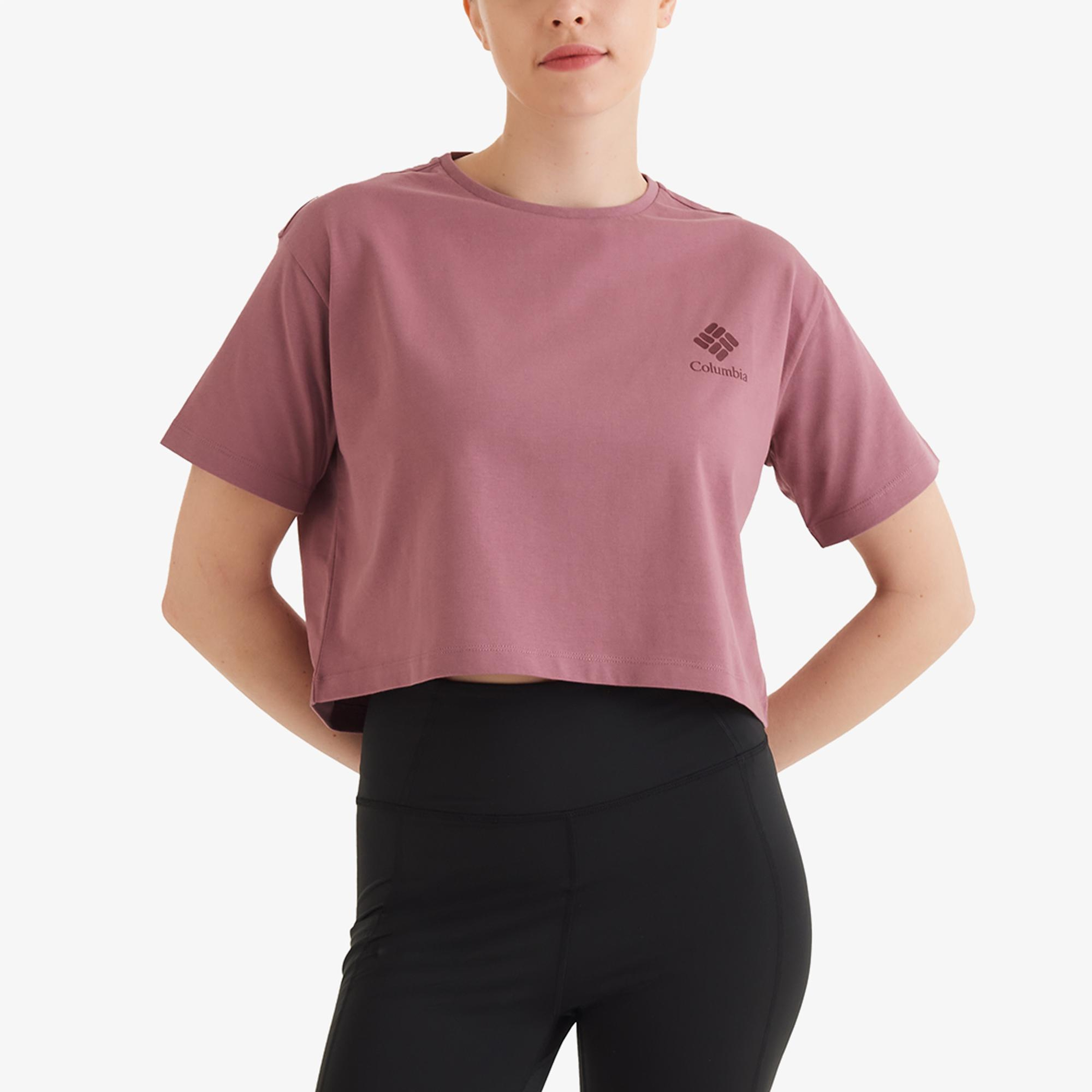 Columbia Framed Halftone Logo Kadın Mor Crop Top