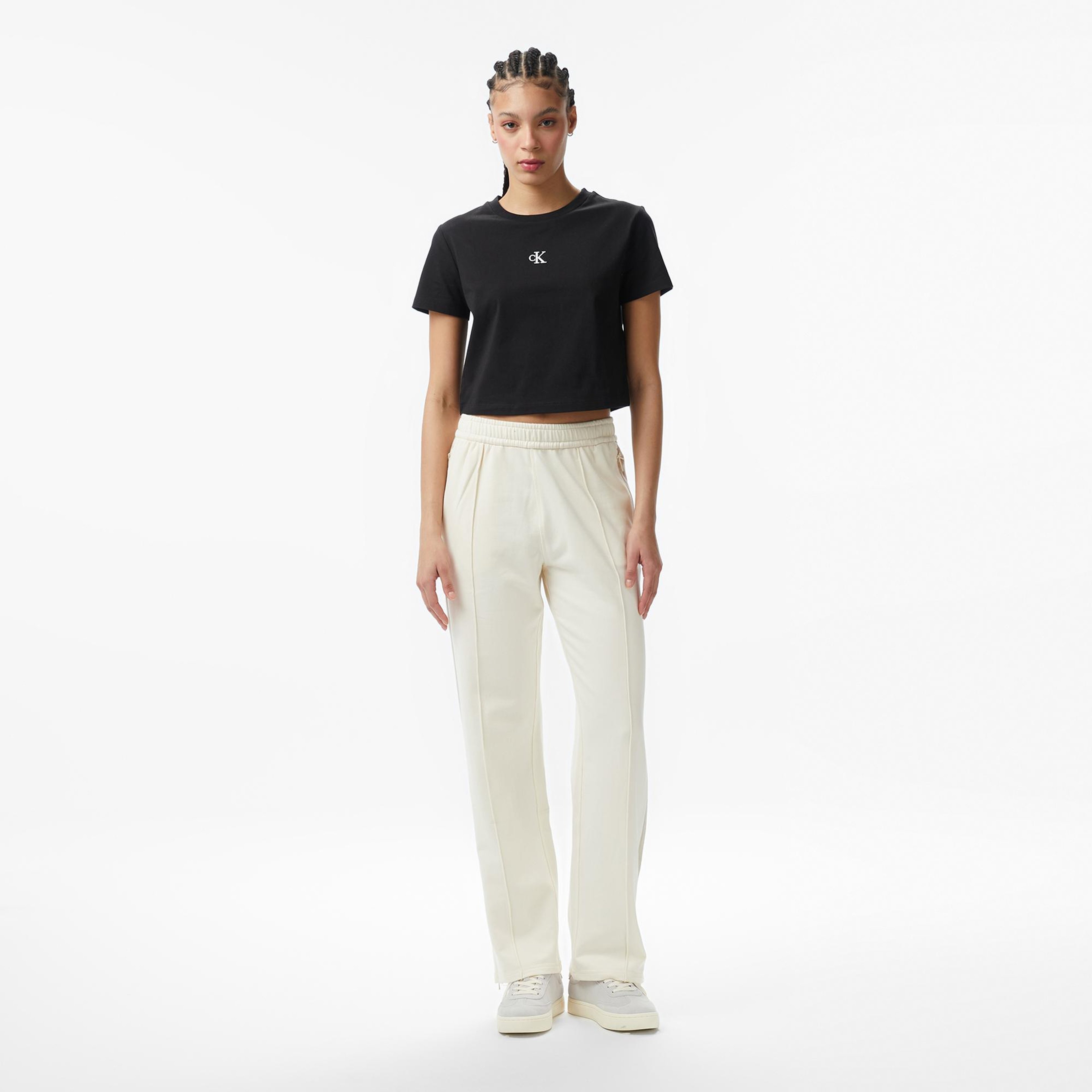 Calvin Klein Stretch Terry Track Kadın Beyaz Eşofman Altı