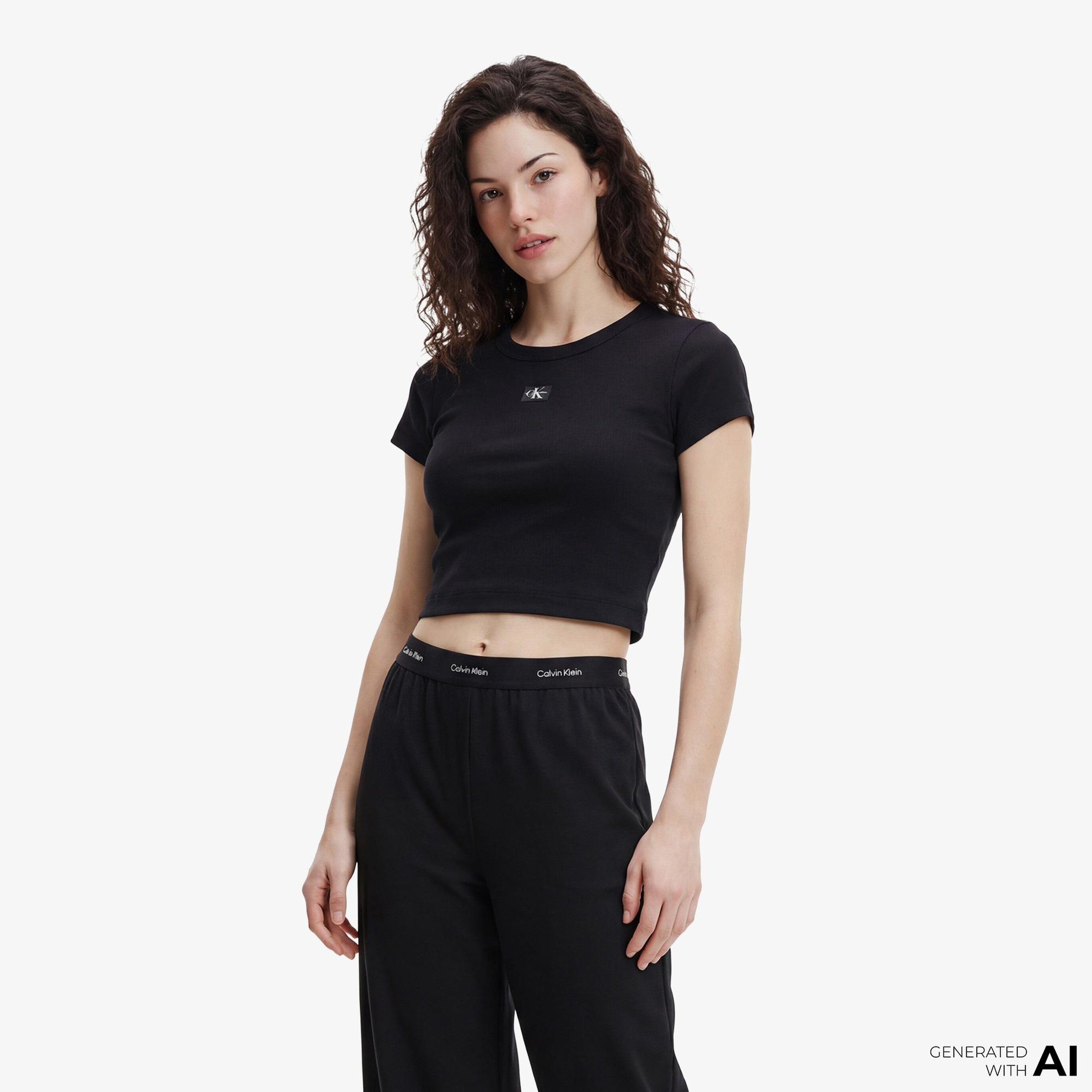 Calvin Klein Ponte Logo Kadın Siyah Eşofman Altı