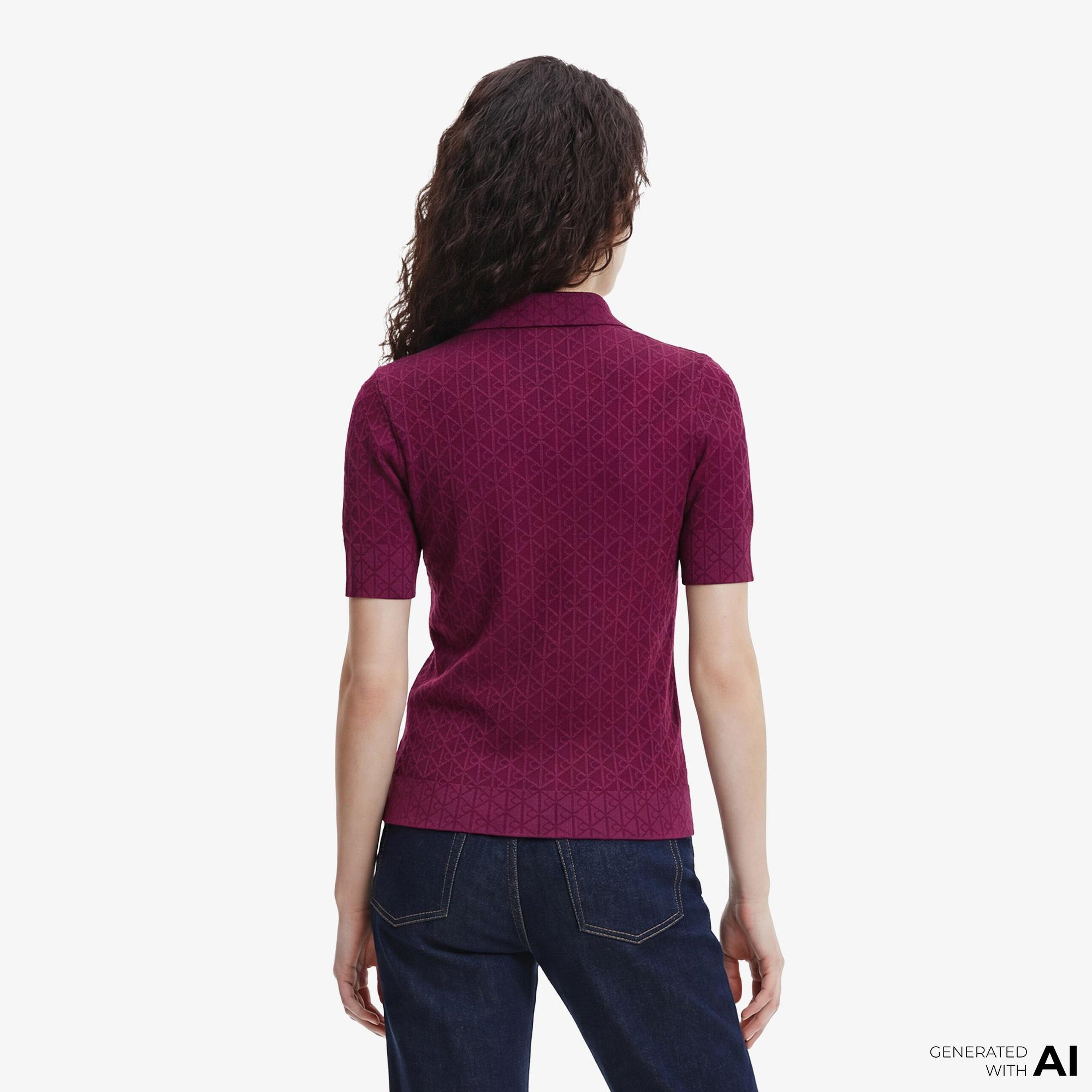Calvin Klein Textured Kadın Mor Polo