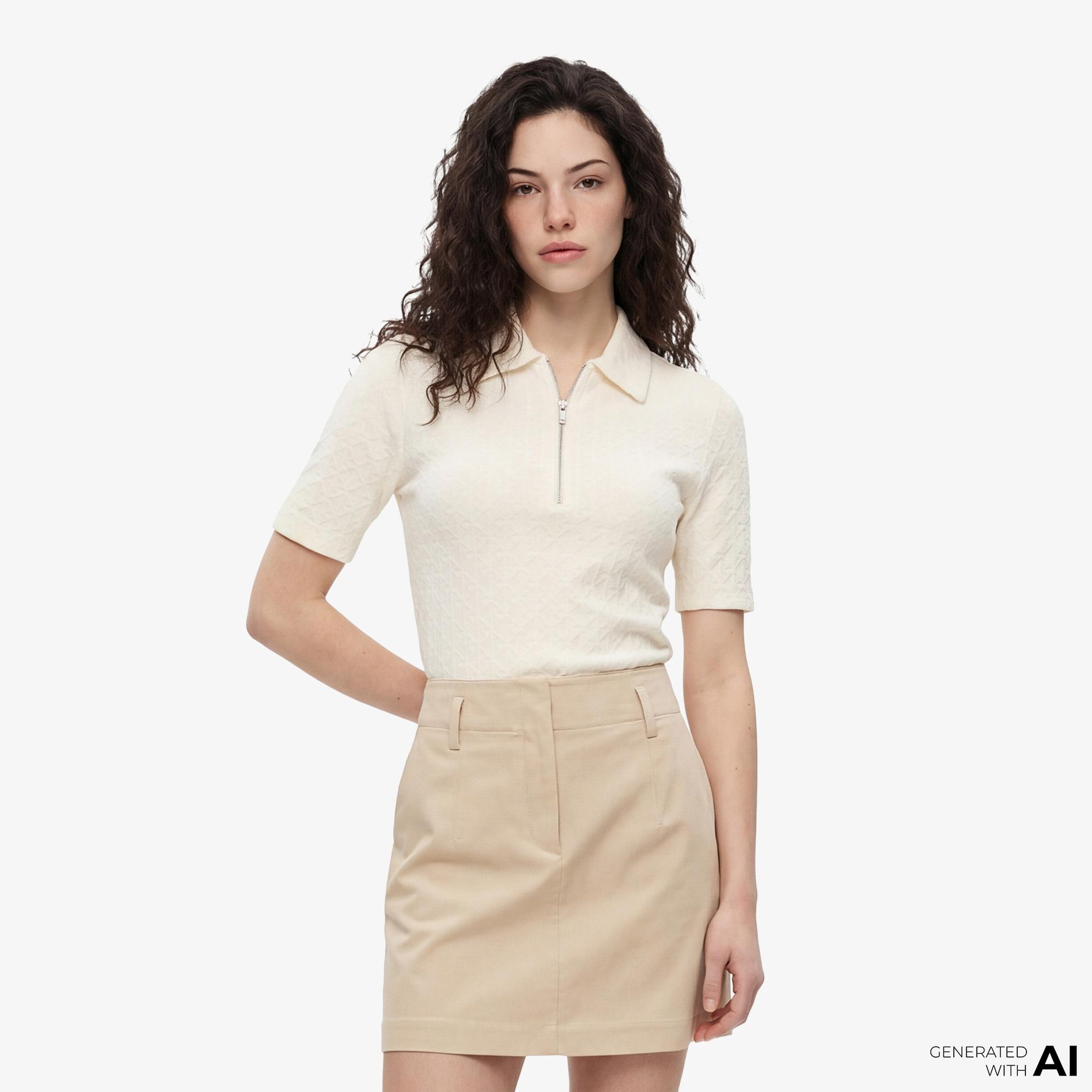 Calvin Klein Textured Kadın Beyaz Polo
