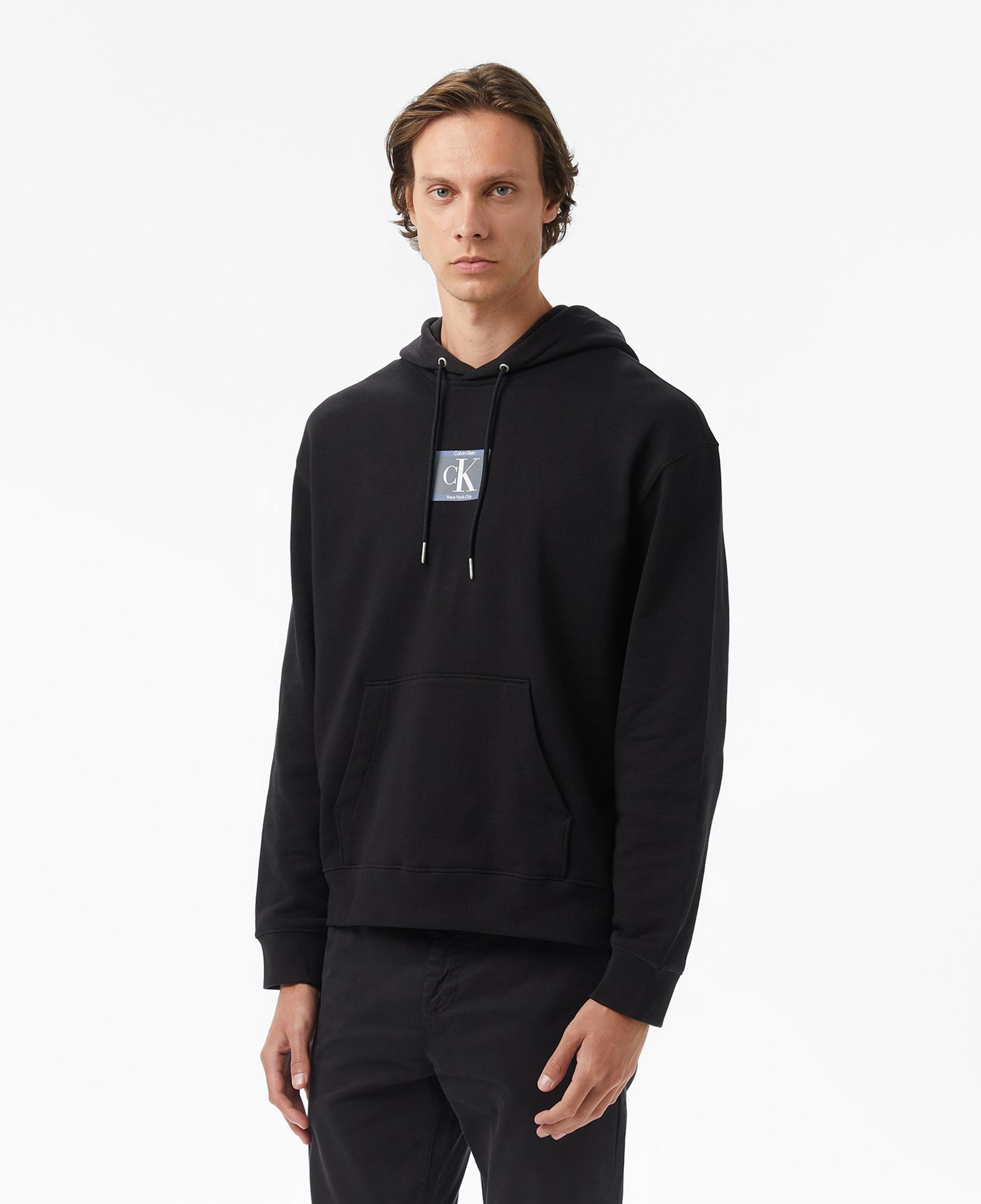 Calvin Klein Terry Box Graphic Erkek Siyah Hoodie