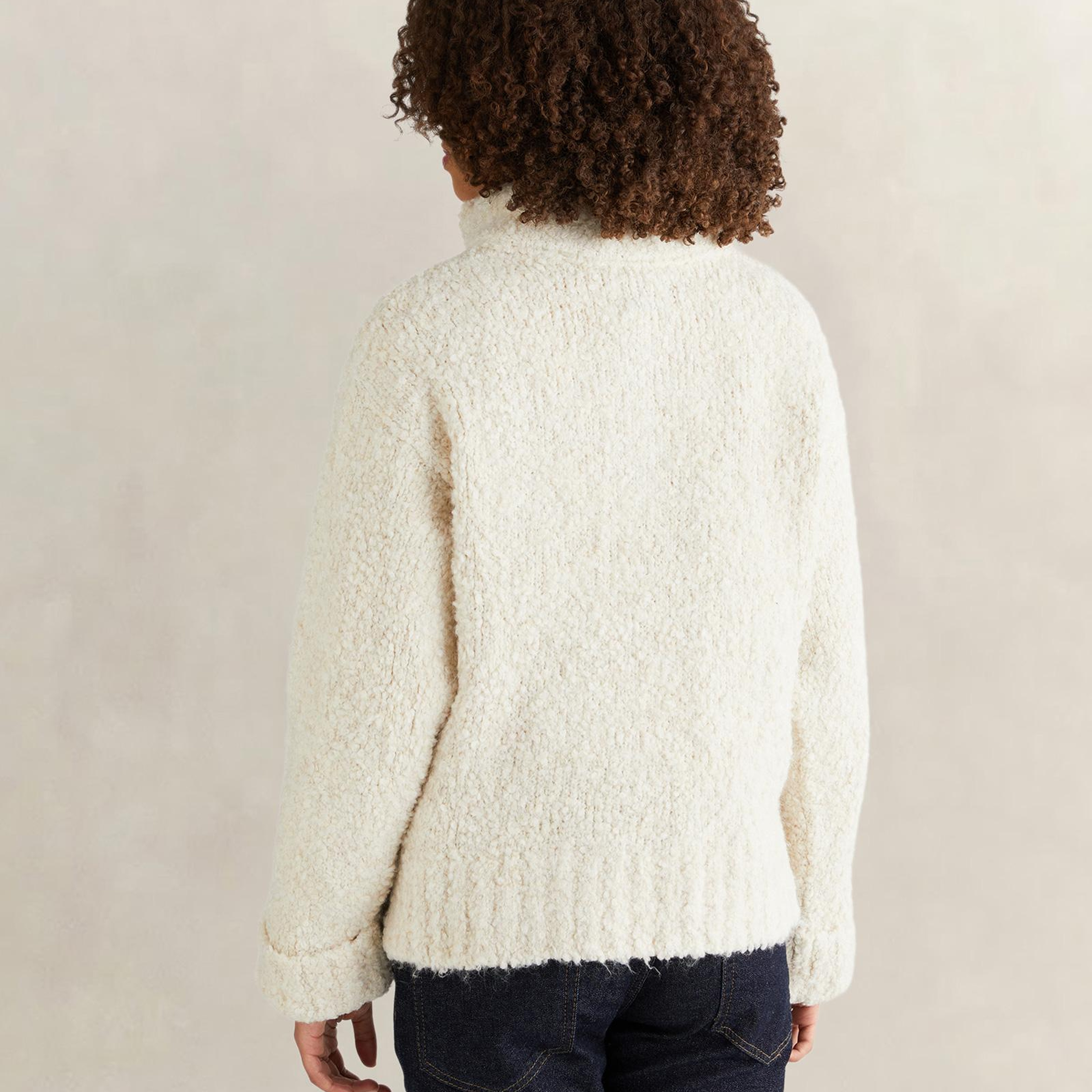 GANT Kadın Krem Relaxed Fit Yarım Fermuarlı Triko
