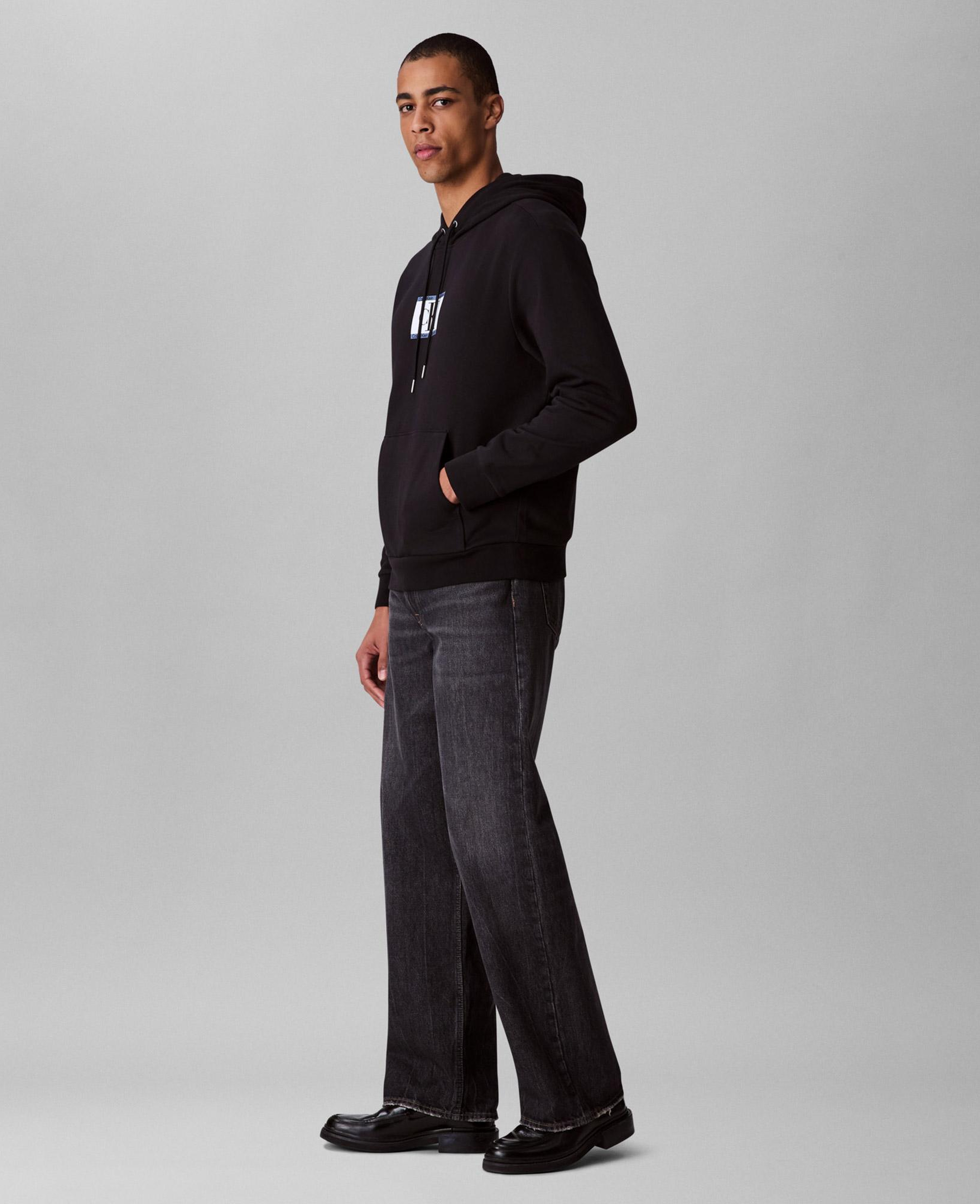 Calvin Klein Terry Box Graphic Erkek Siyah Hoodie