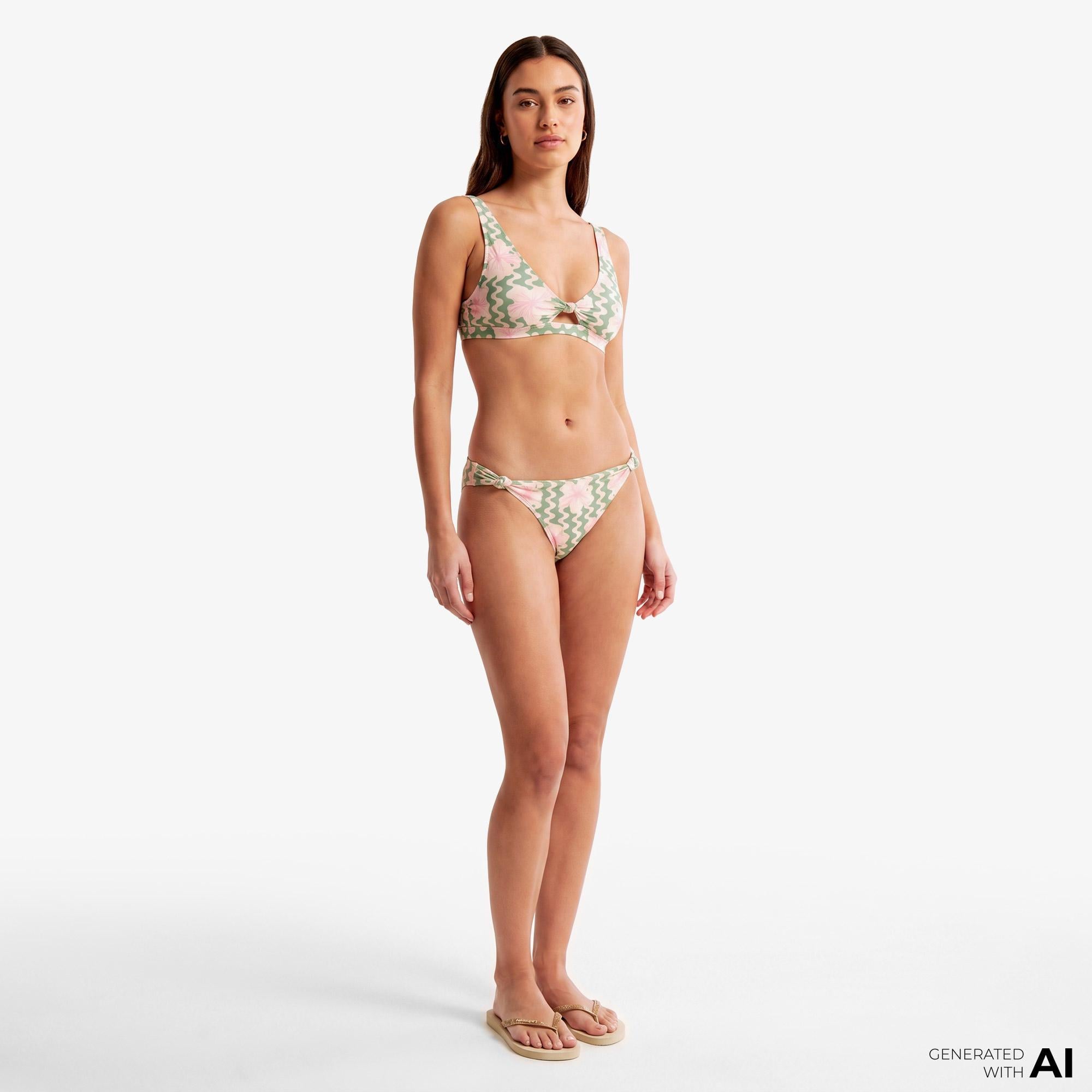 Roxy Hibiscus Daze Elong Tri Kadın Yeşil Bikini Üstü