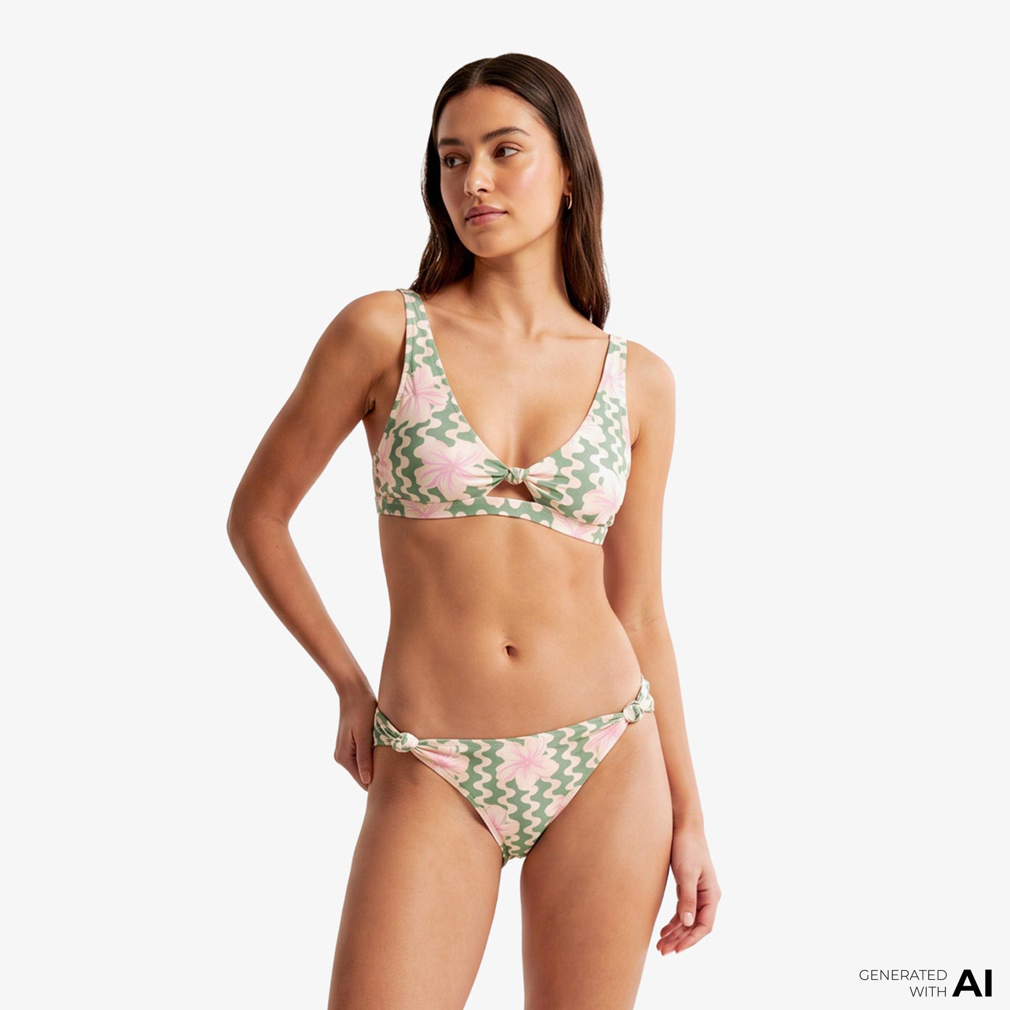 Roxy Hibiscus Daze Elong Tri Kadın Yeşil Bikini Üstü