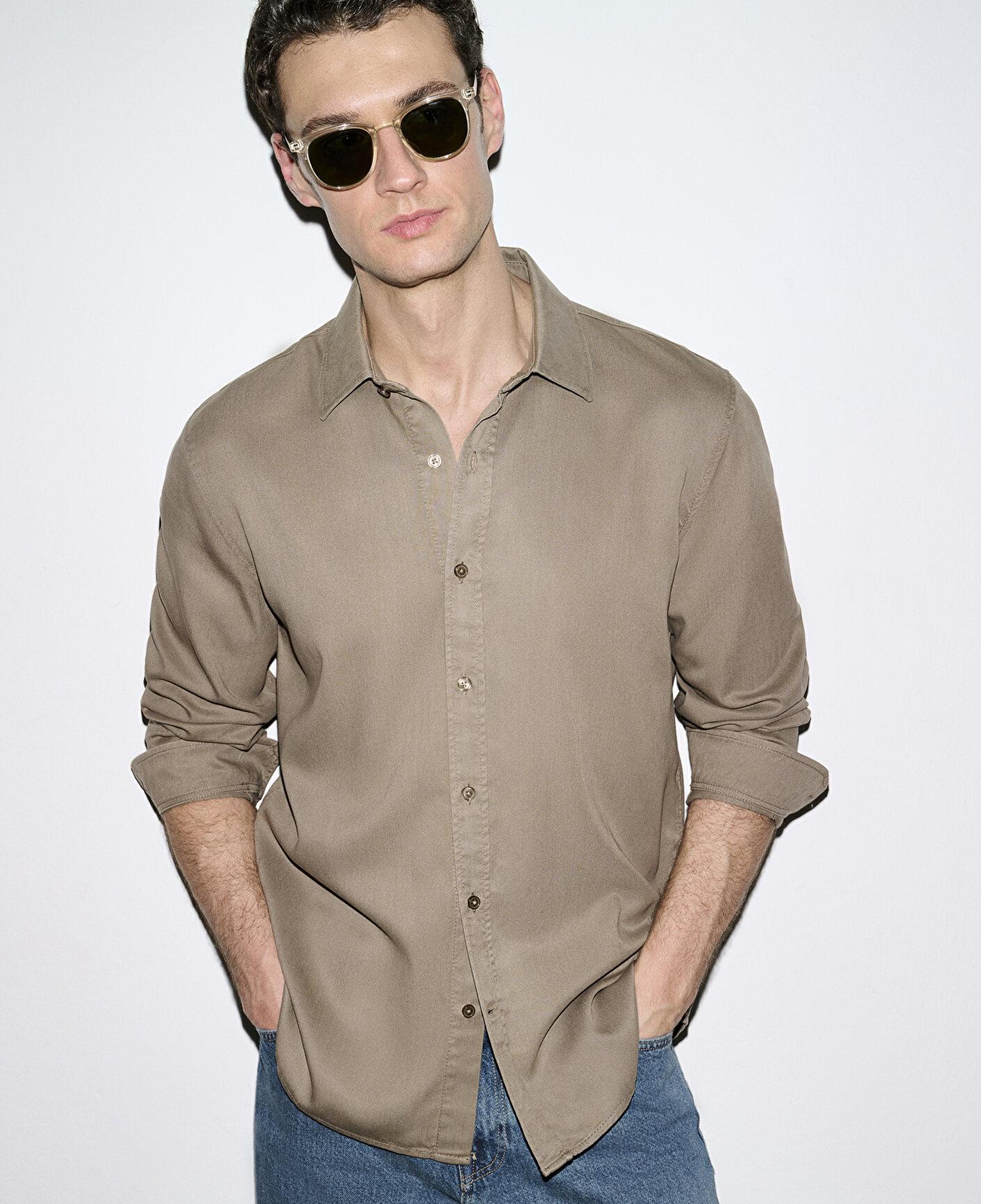 Mavi Kahverengi (TENCEL™) Gömlek Regular Fit / Normal Kesim 0210818-83866