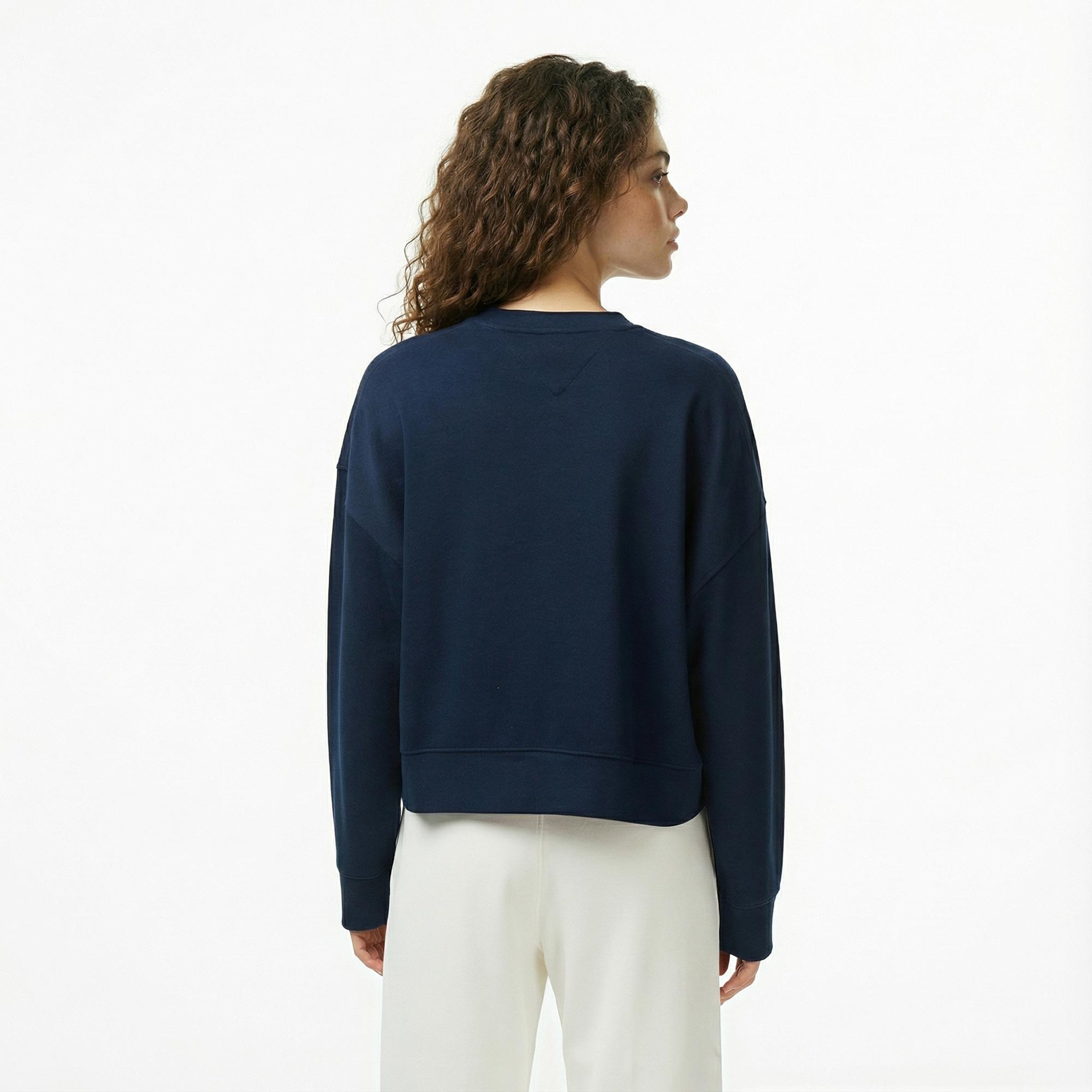 Tommy Hilfiger Script Pique Kadın Lacivert Sweatshirt