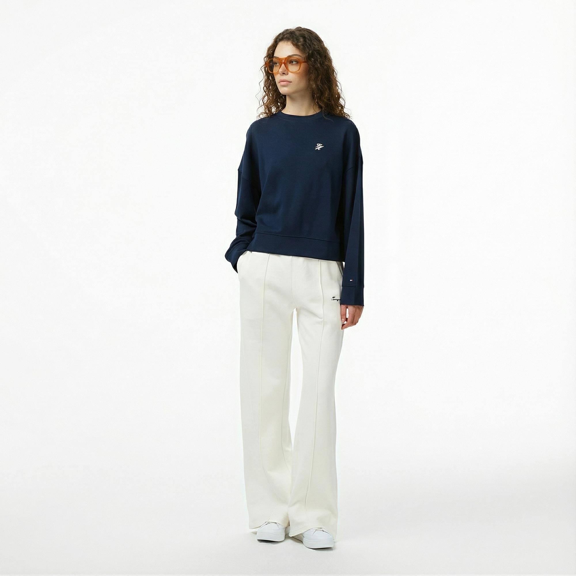 Tommy Hilfiger Script Pique Kadın Lacivert Sweatshirt