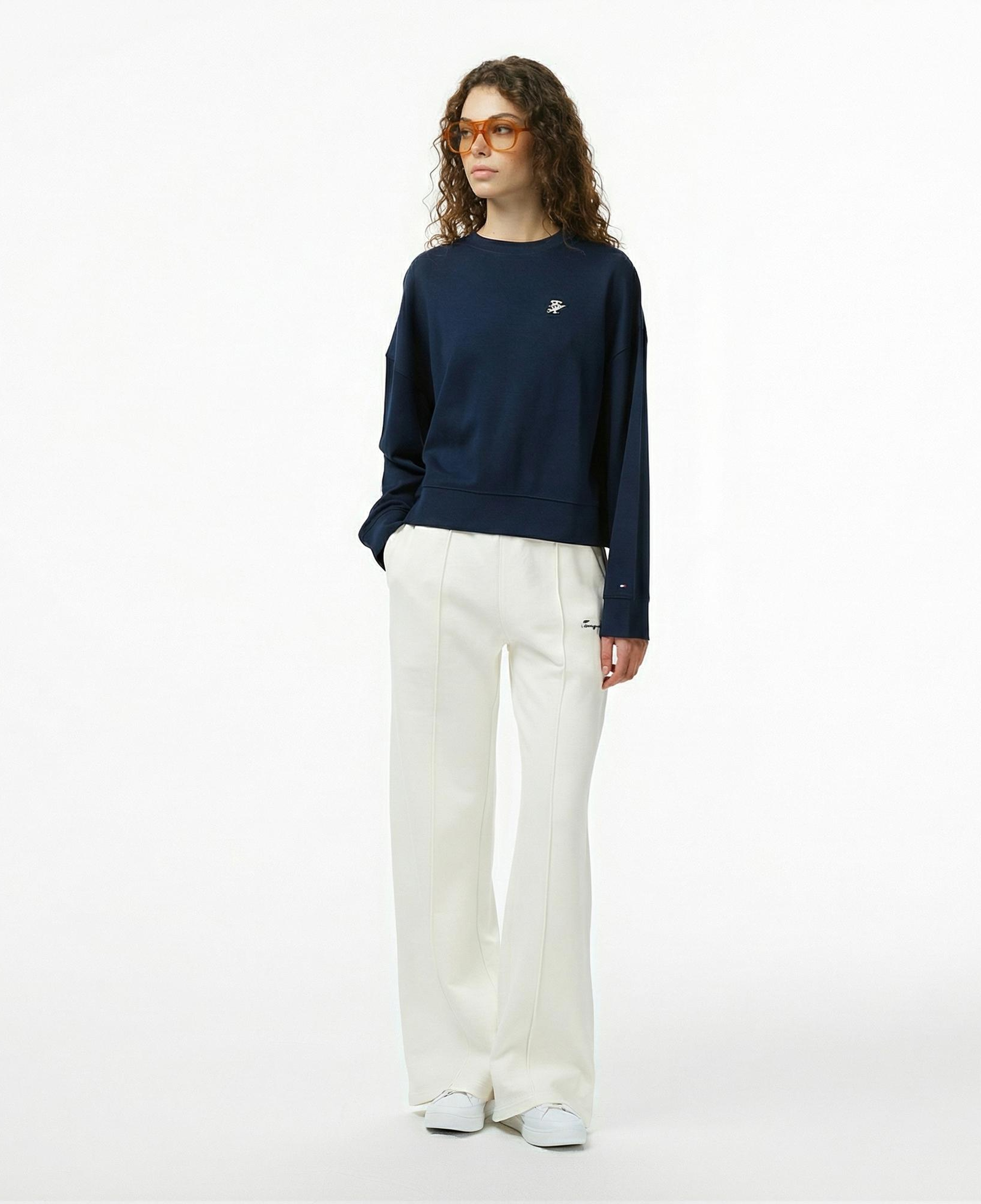 Tommy Hilfiger Script Pique Kadın Lacivert Sweatshirt