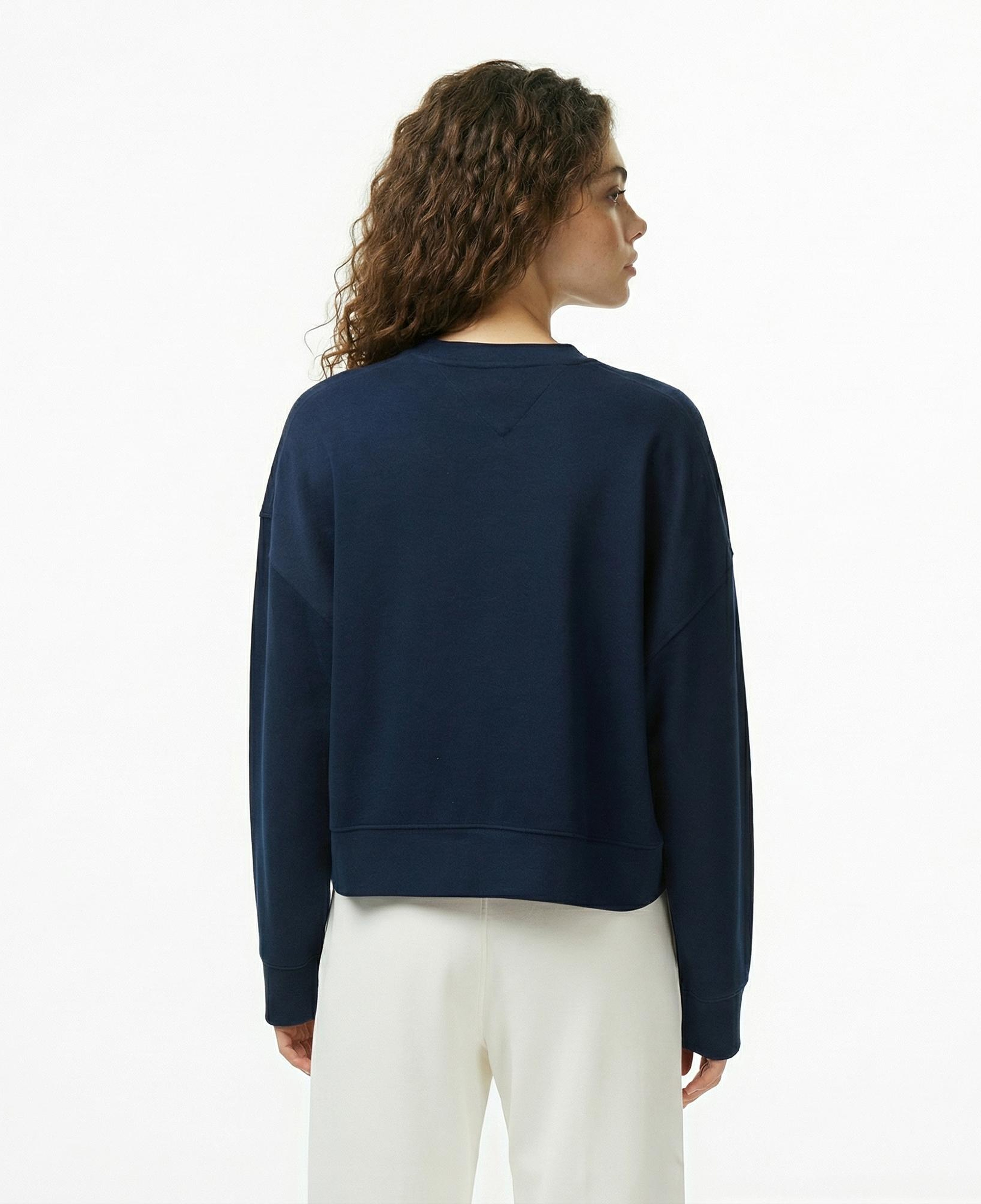 Tommy Hilfiger Script Pique Kadın Lacivert Sweatshirt