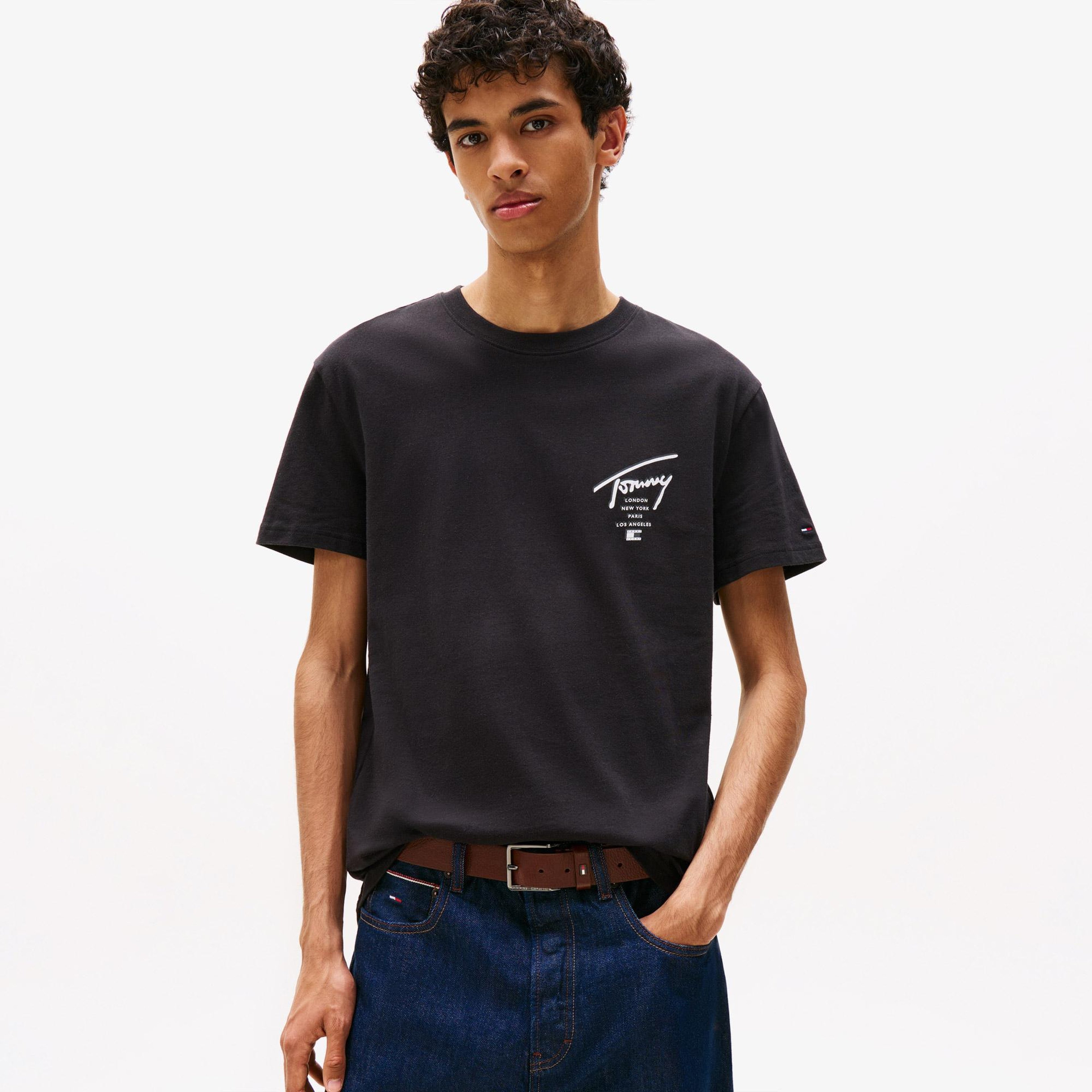 Tommy Jeans Regular Sign City Erkek Siyah T-Shirt