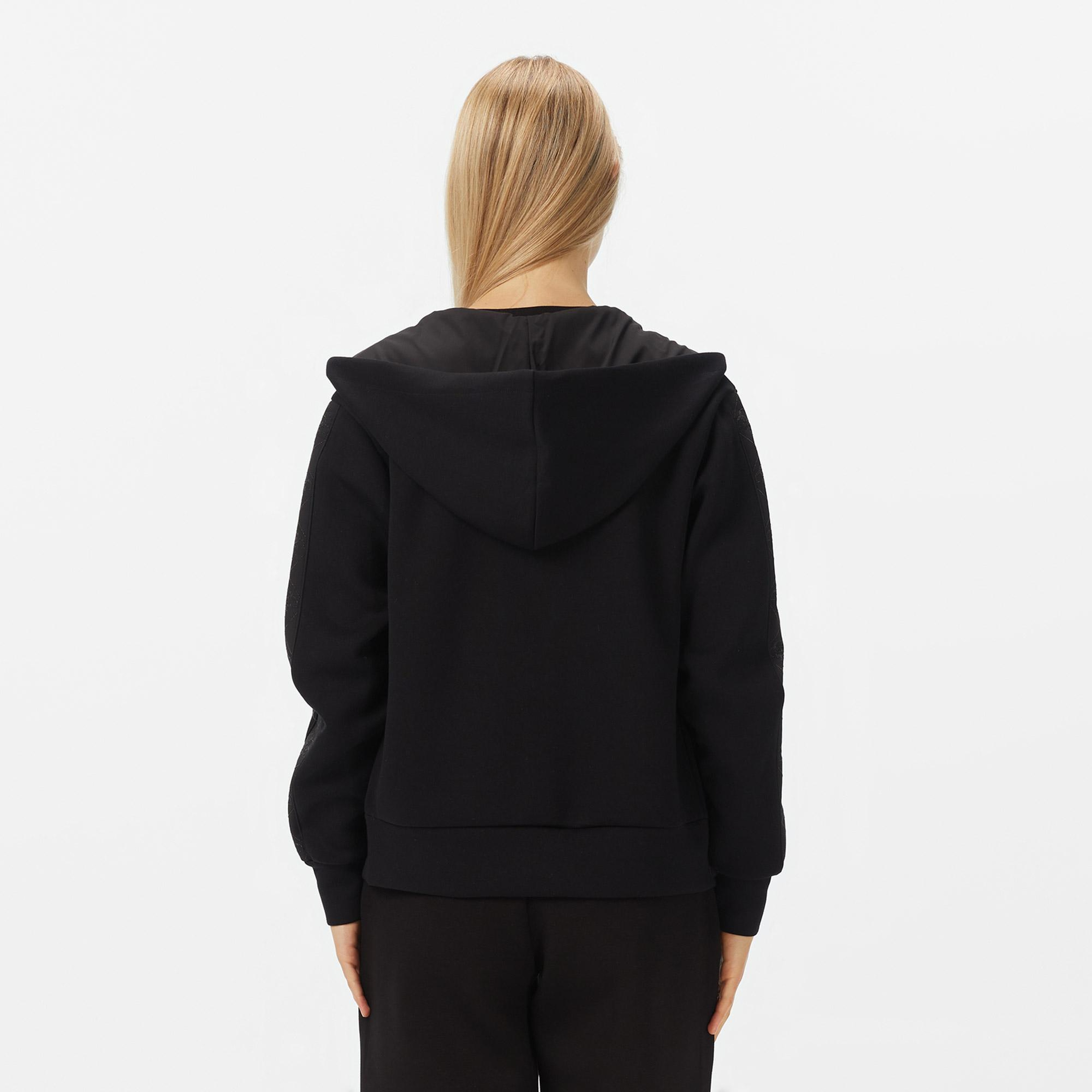 Guess New Hooded Scuba Kadın Siyah Hoodie