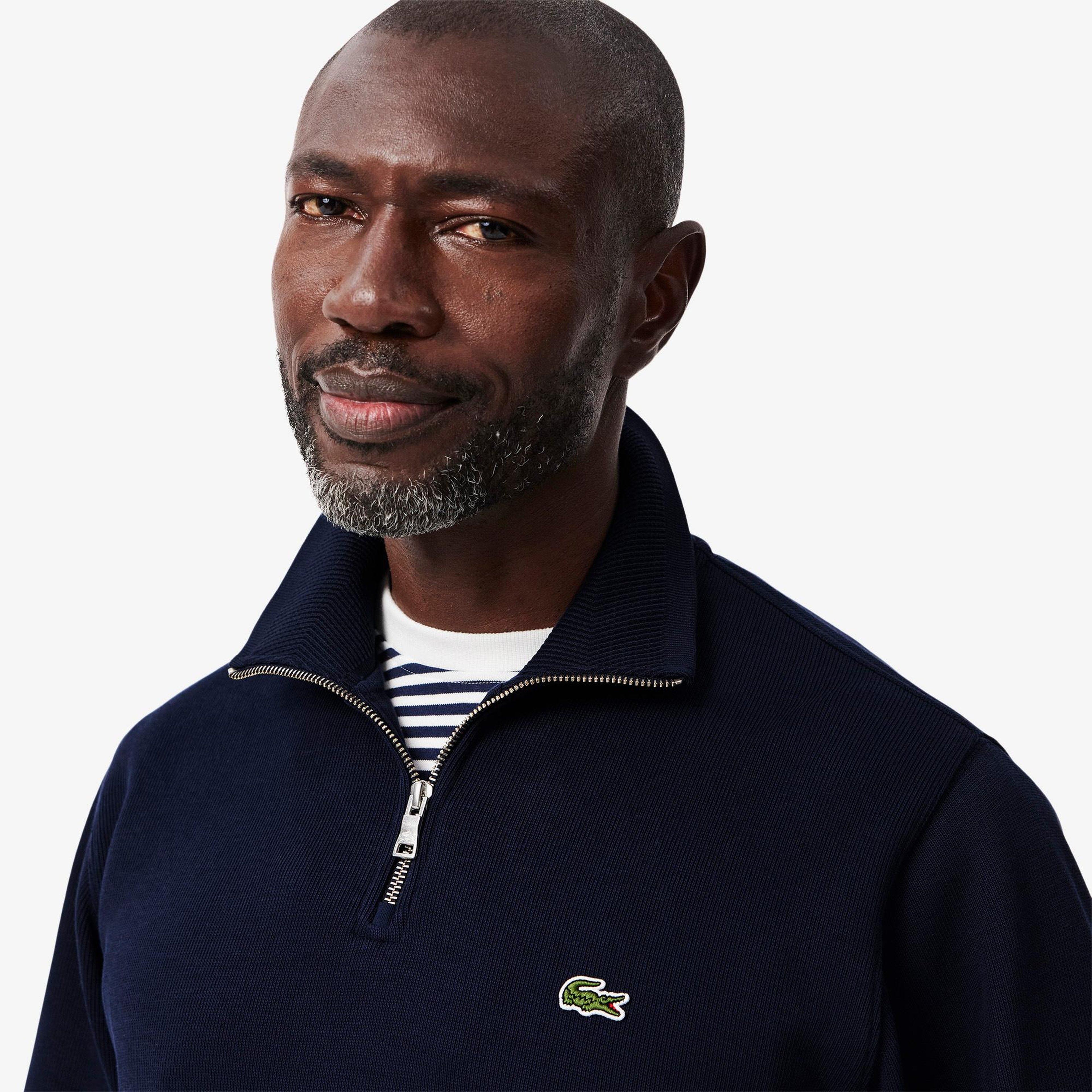 Lacoste Erkek Classic Fit Yarım Fermuarlı Lacivert Sweatshirt
