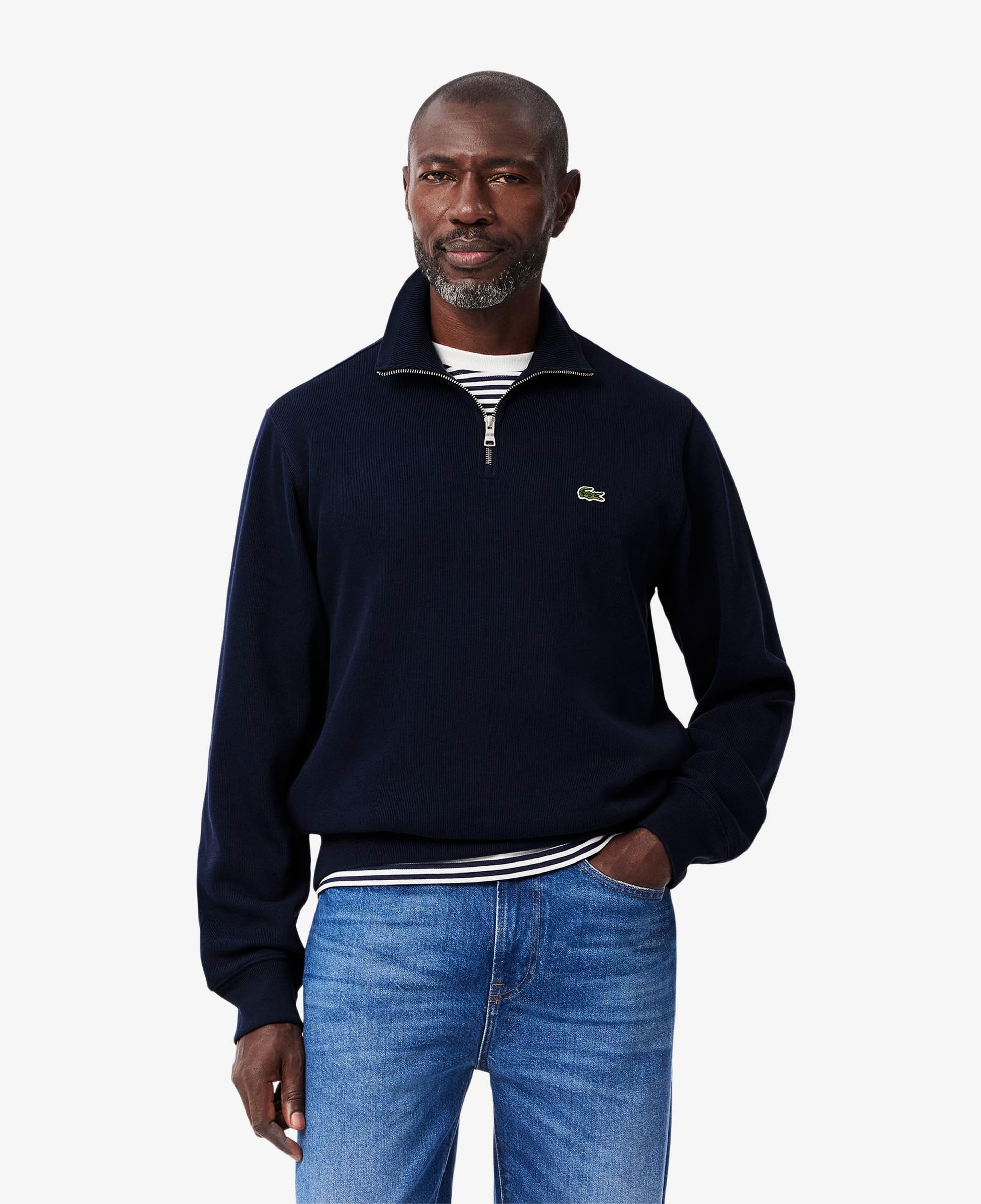 Lacoste Erkek Classic Fit Yarım Fermuarlı Lacivert Sweatshirt