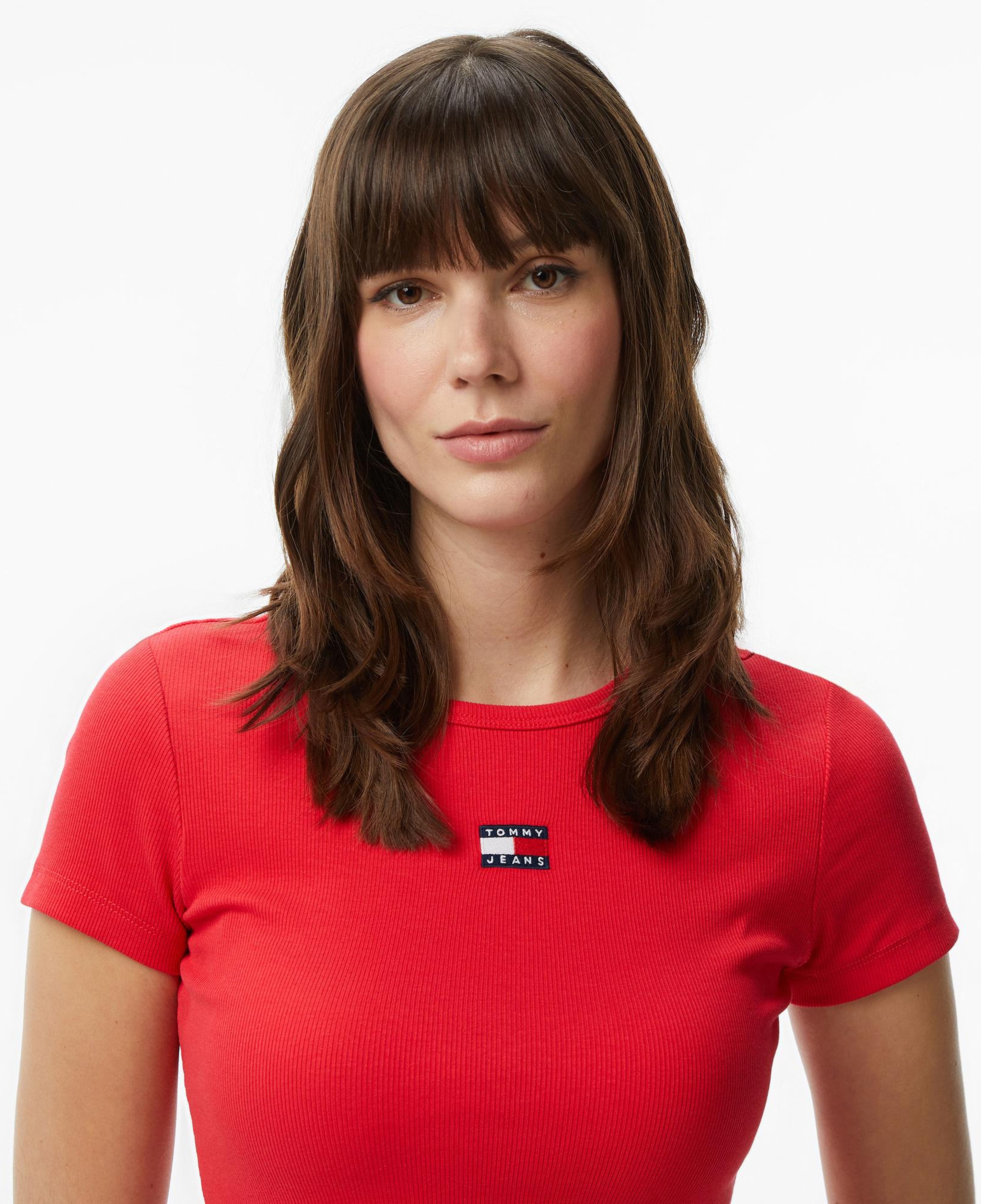 Tommy Hilfiger Badge Kadın Kırmızı T-Shirt