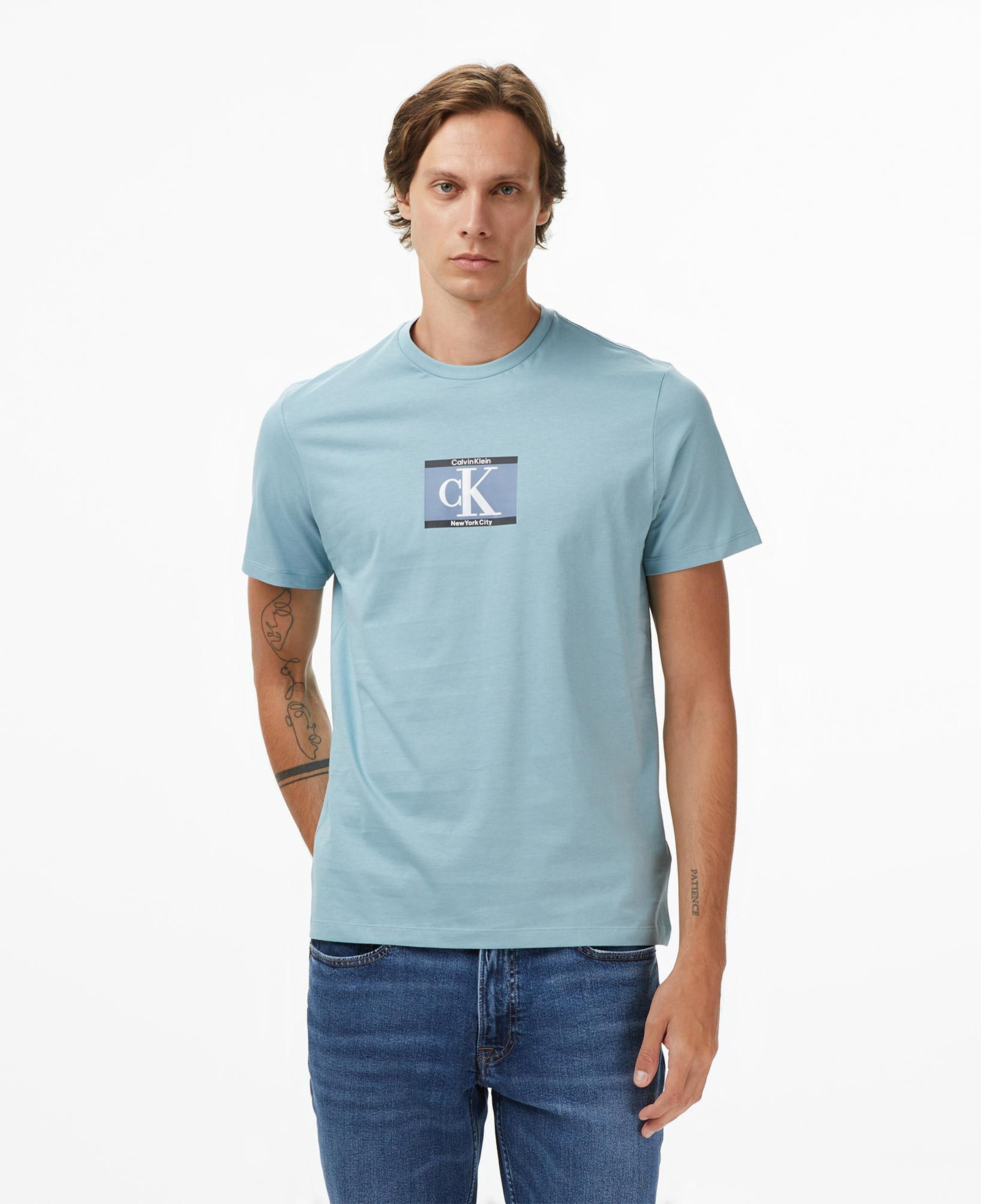 Calvin Klein Box Tape Graphic Erkek Mavi T-Shirt
