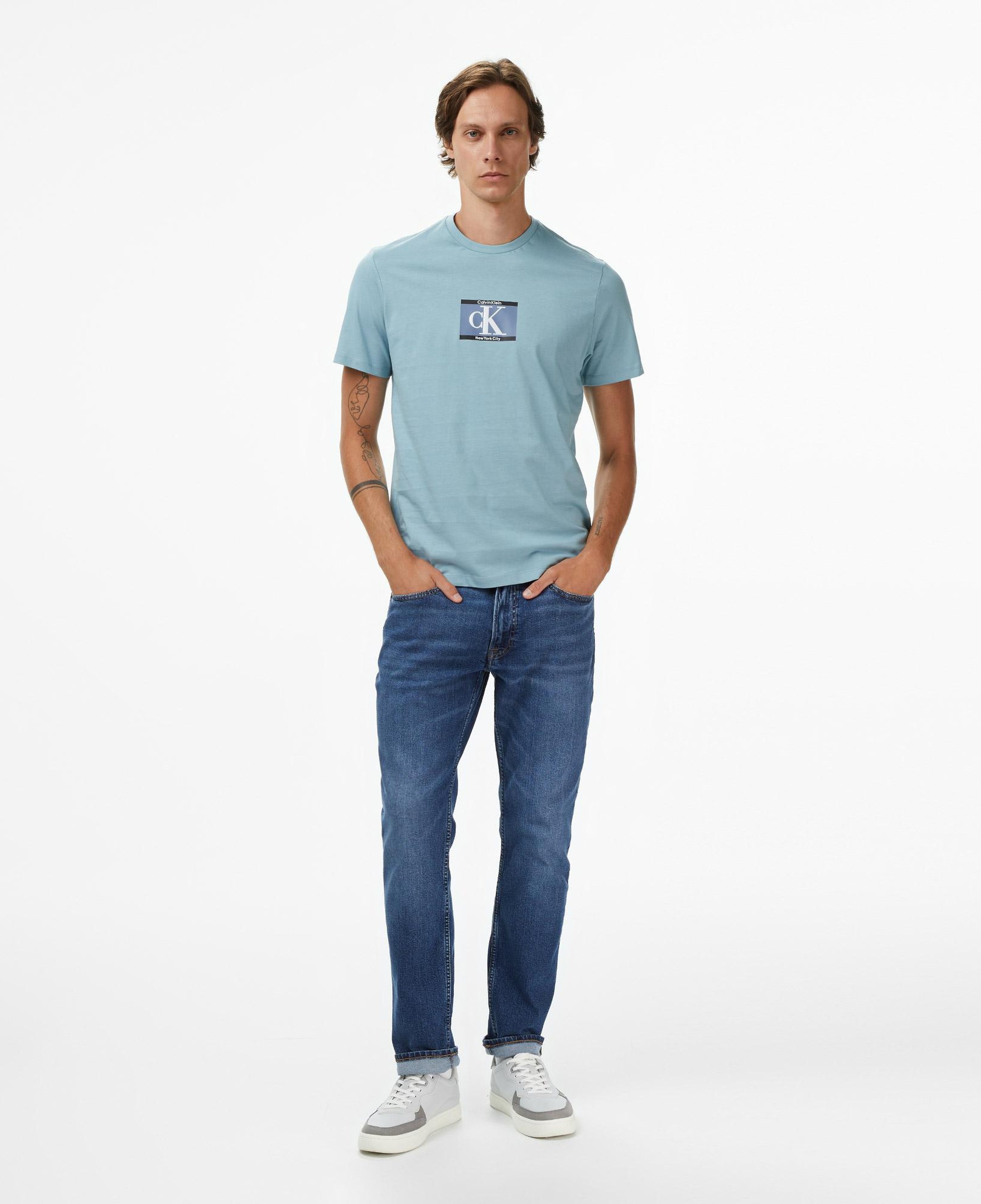 Calvin Klein Box Tape Graphic Erkek Mavi T-Shirt