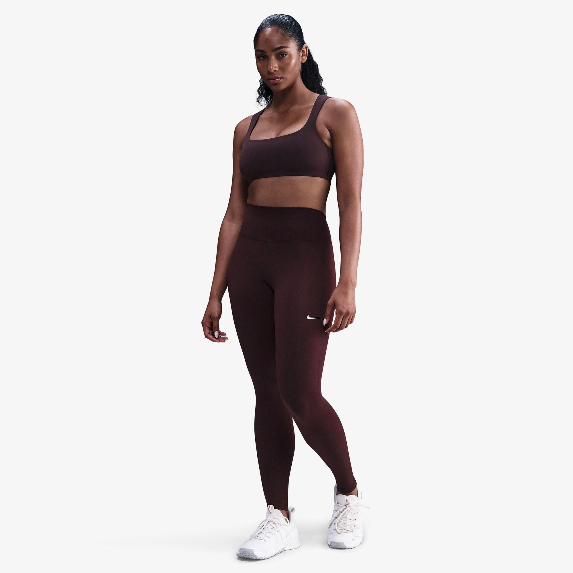 Nike Dri-Fit One Seamless Front Kadın Bordo Tayt