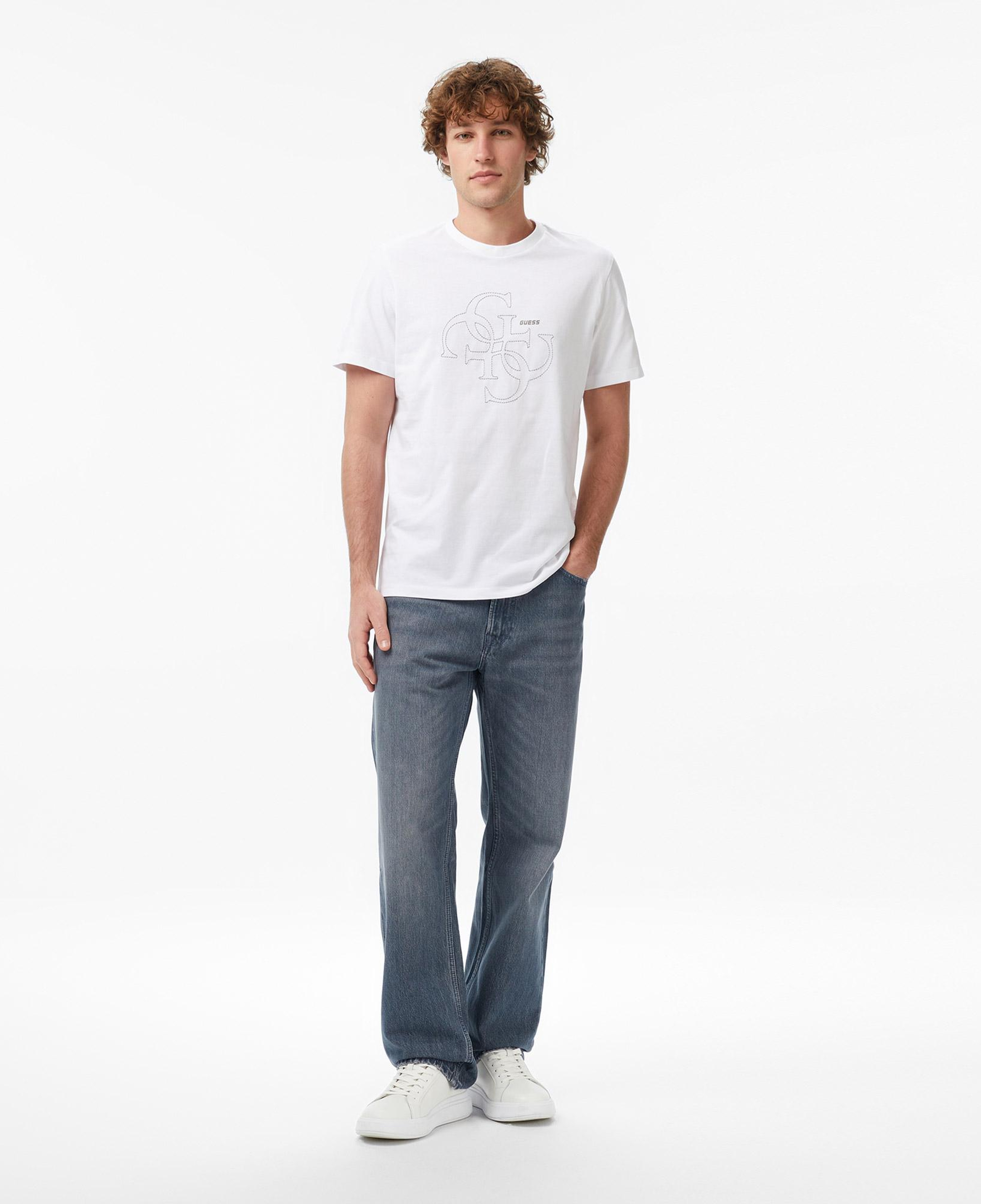 Guess Tiberio Aktif Oversize Fit Erkek Beyaz T-Shirt