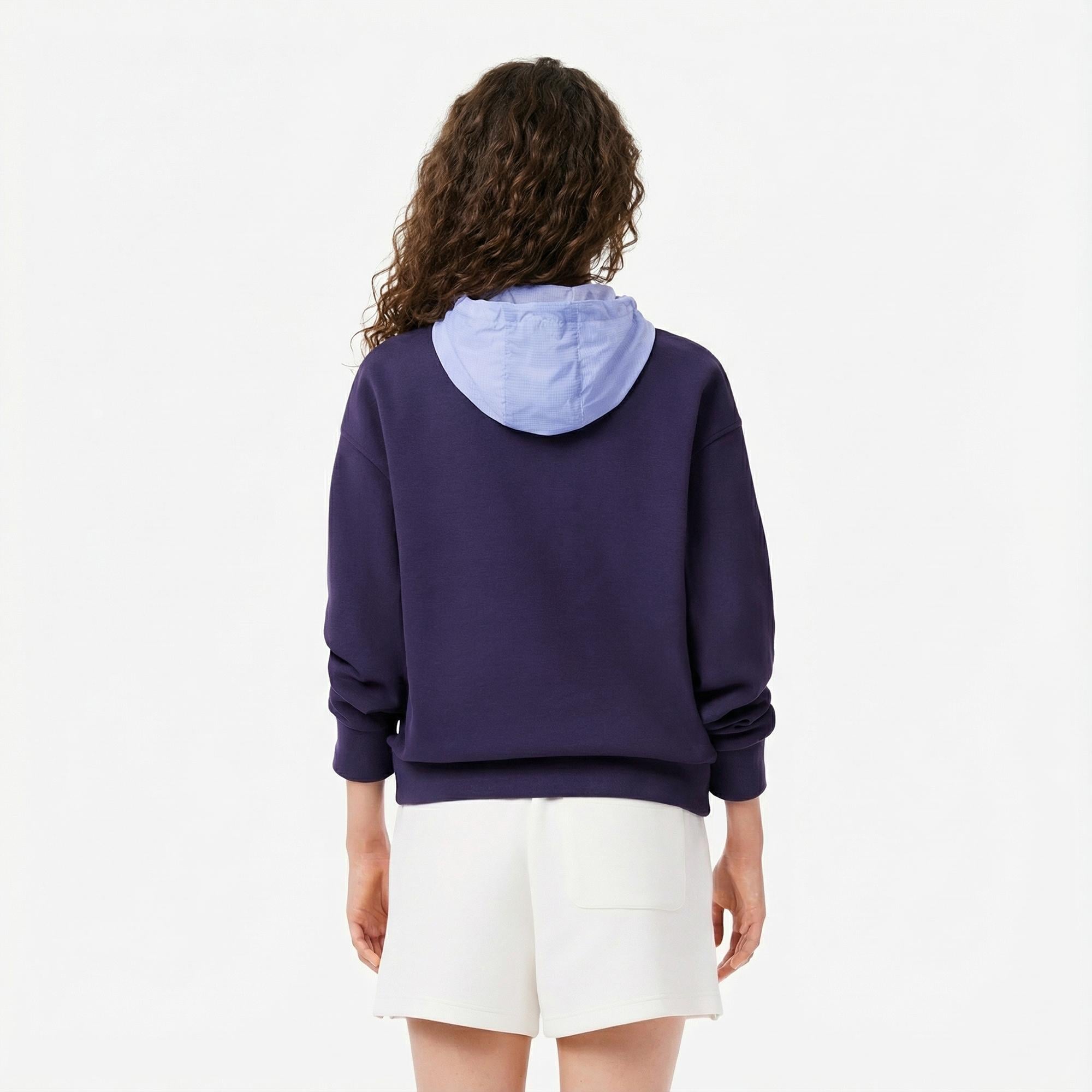 Lacoste Kadın Relaxed Fit Yarım Fermuarlı Mor Sweatshirt