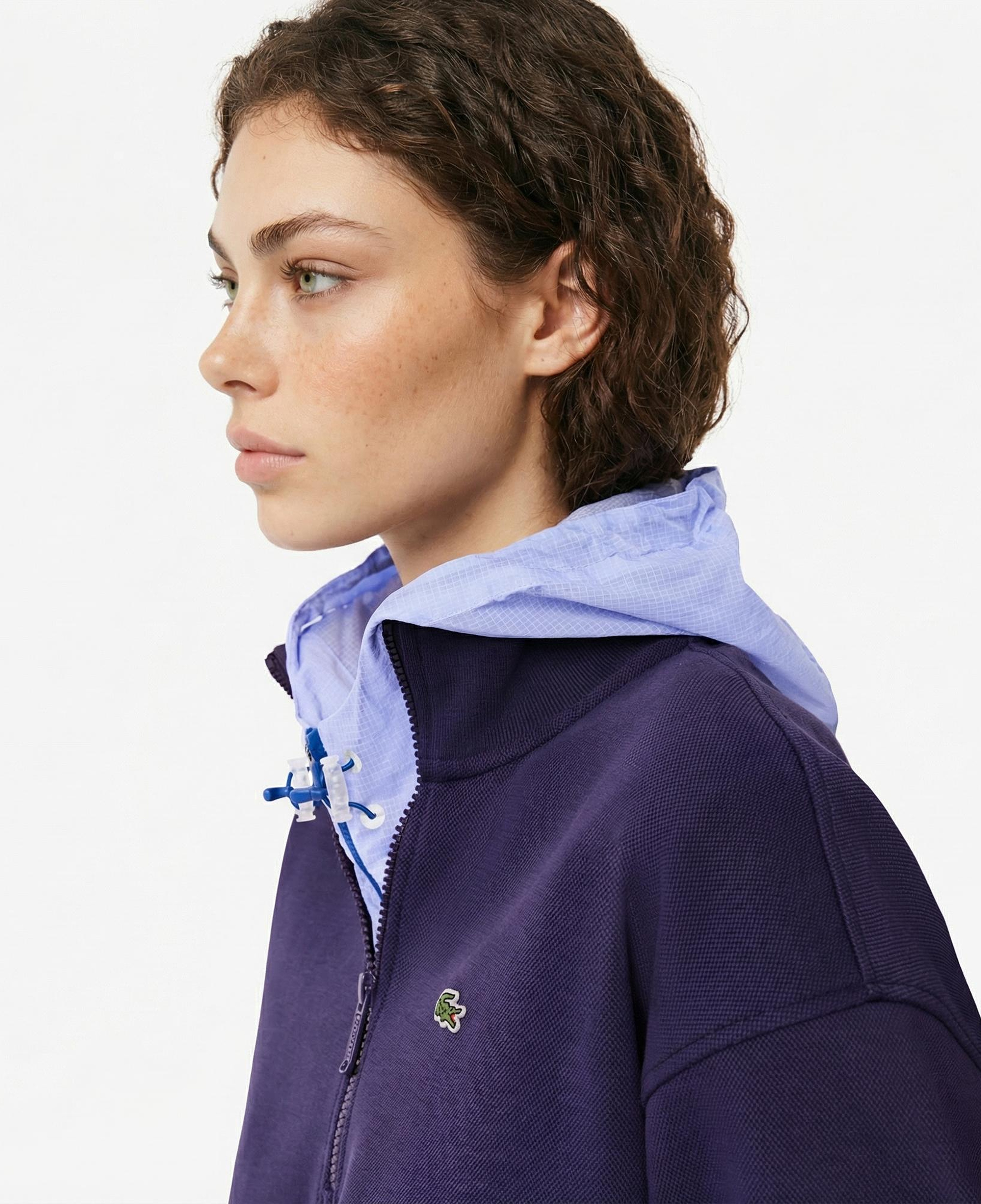 Lacoste Kadın Relaxed Fit Yarım Fermuarlı Mor Sweatshirt