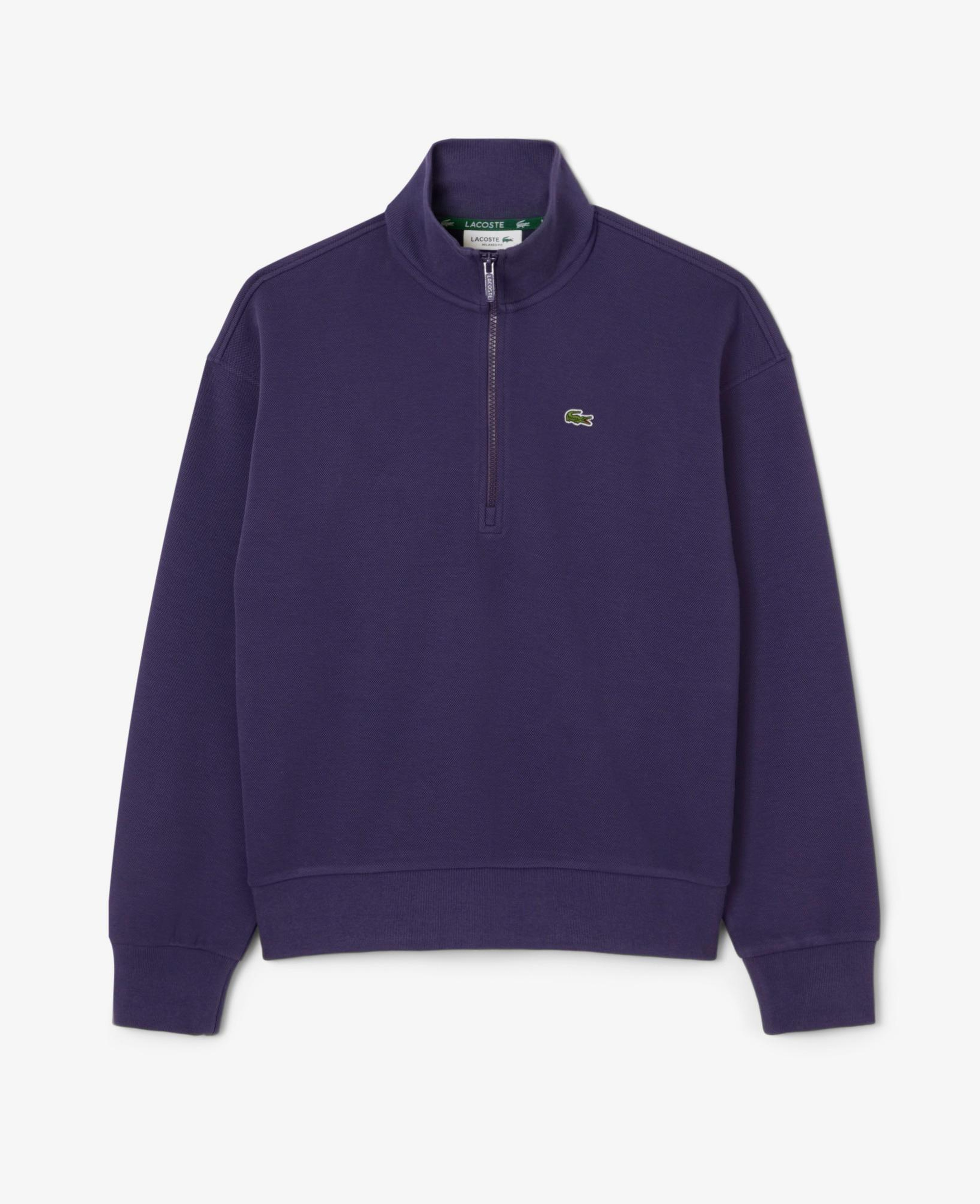 Lacoste Kadın Relaxed Fit Yarım Fermuarlı Mor Sweatshirt