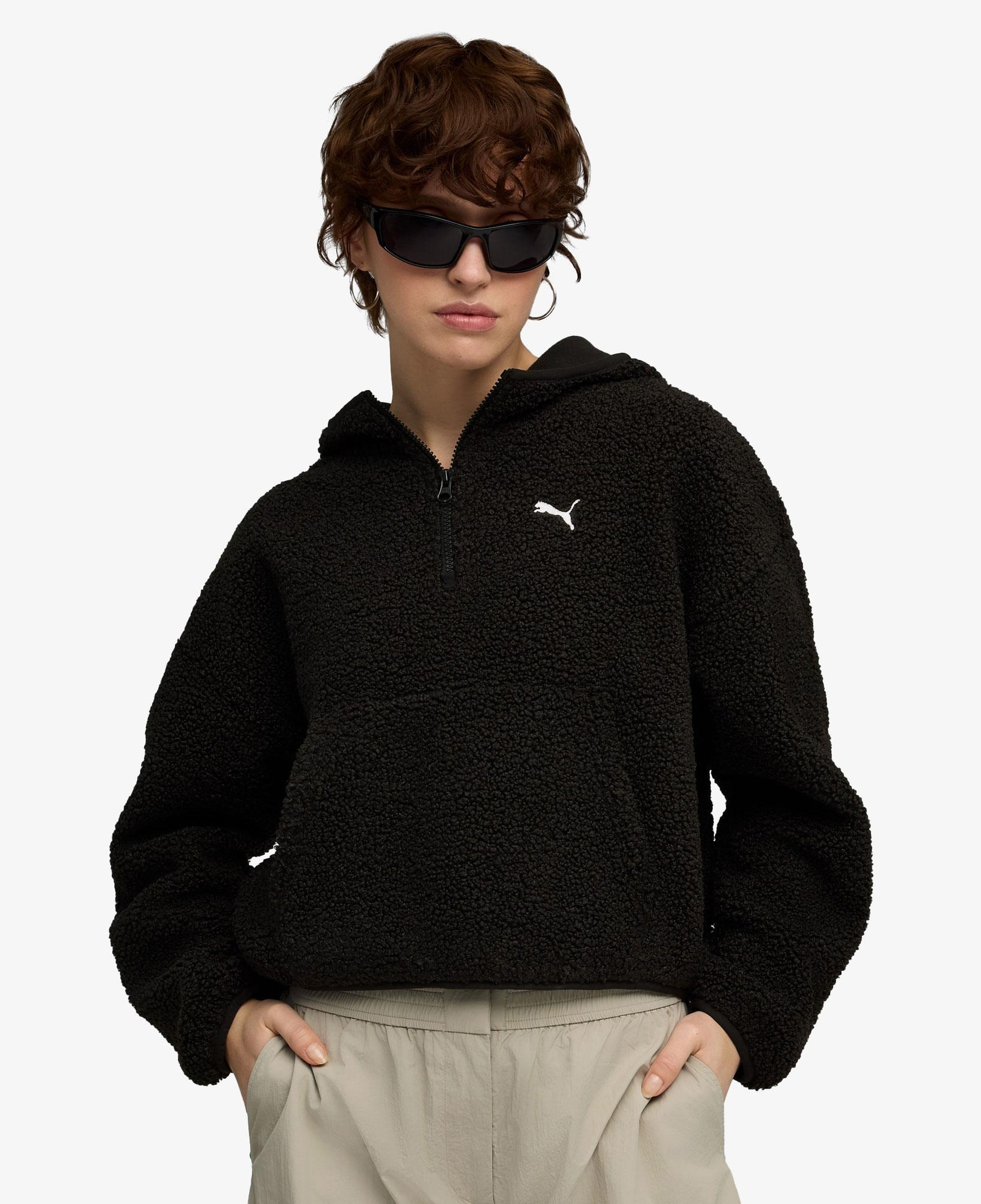 Puma Wardrobe Essential Polar FL  Kadın Siyah Sweatshirt