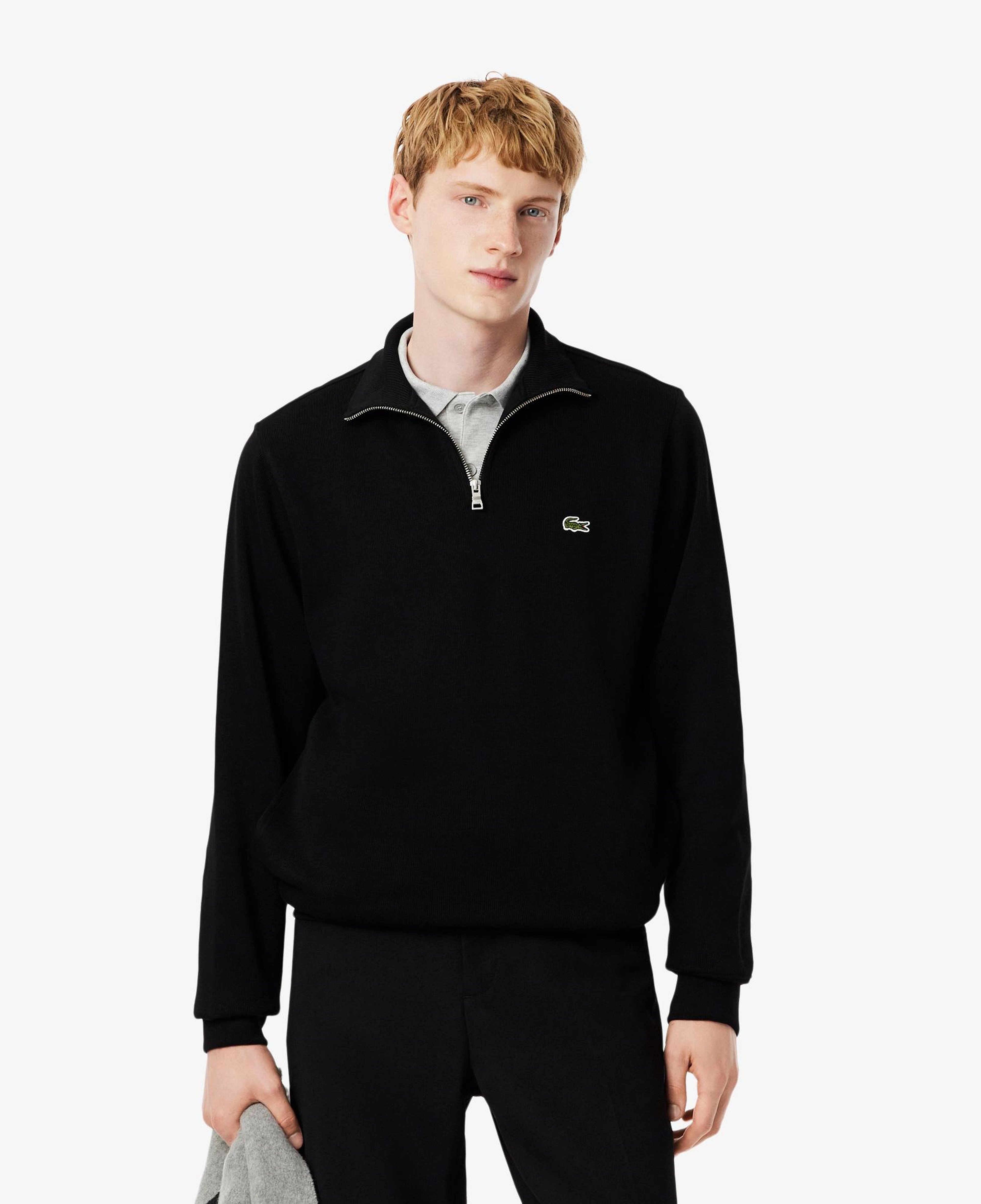 Lacoste Erkek Classic Fit Yarım Fermuarlı Siyah Sweatshirt