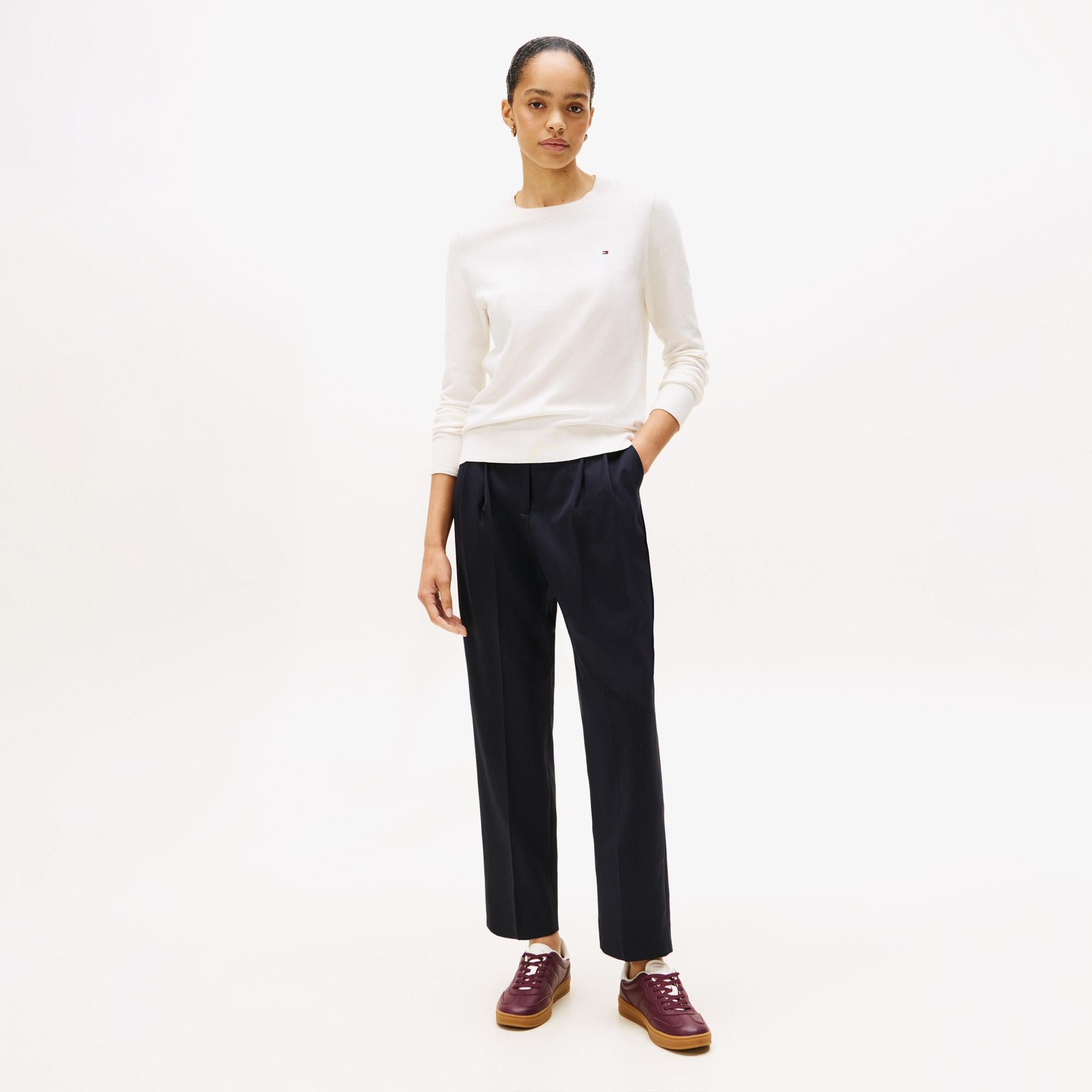 Tommy Hilfiger Stitch Kadın Beyaz Kazak