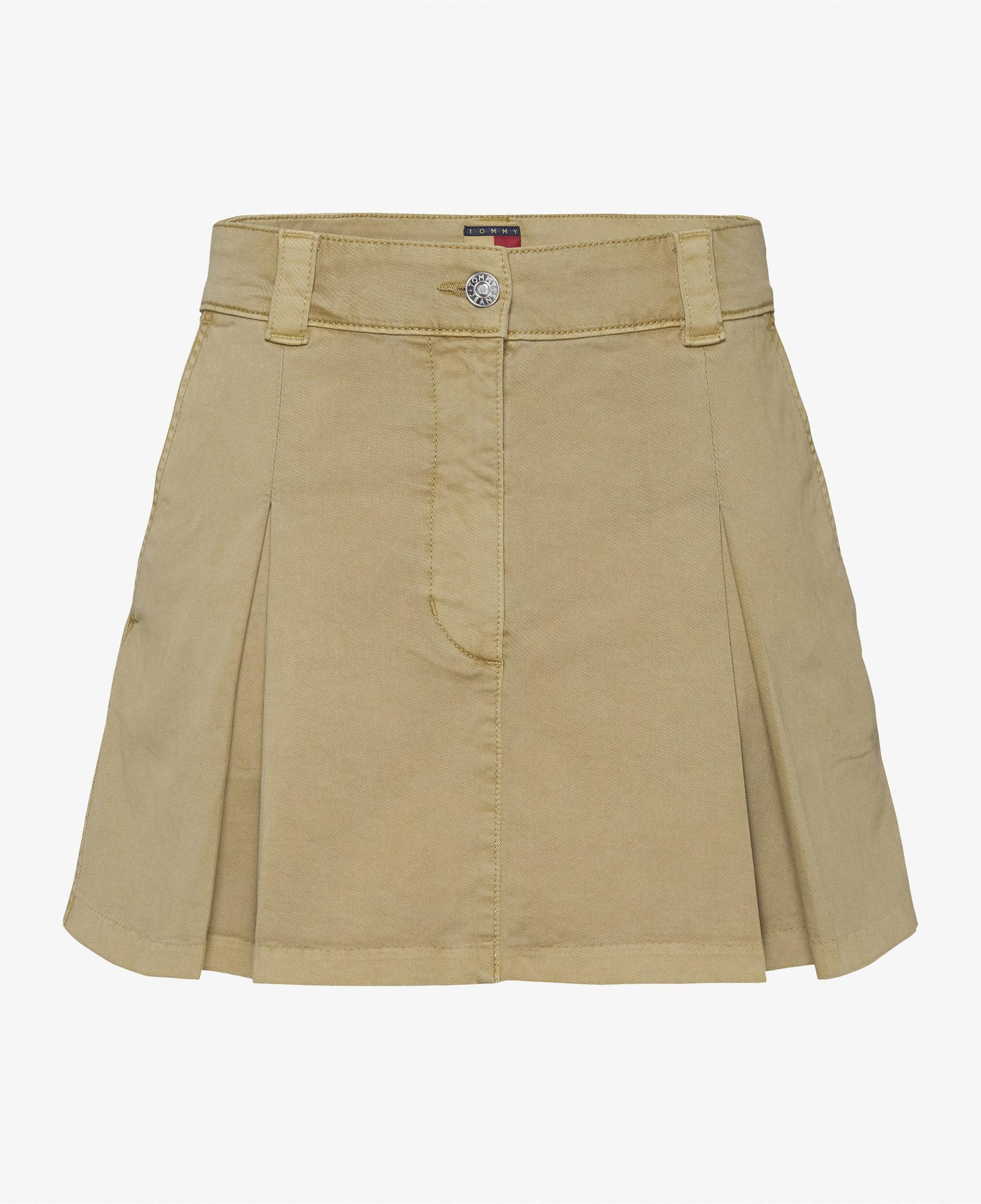 Tommy Jeans Mini Front Pleats Kadın Bej Etek