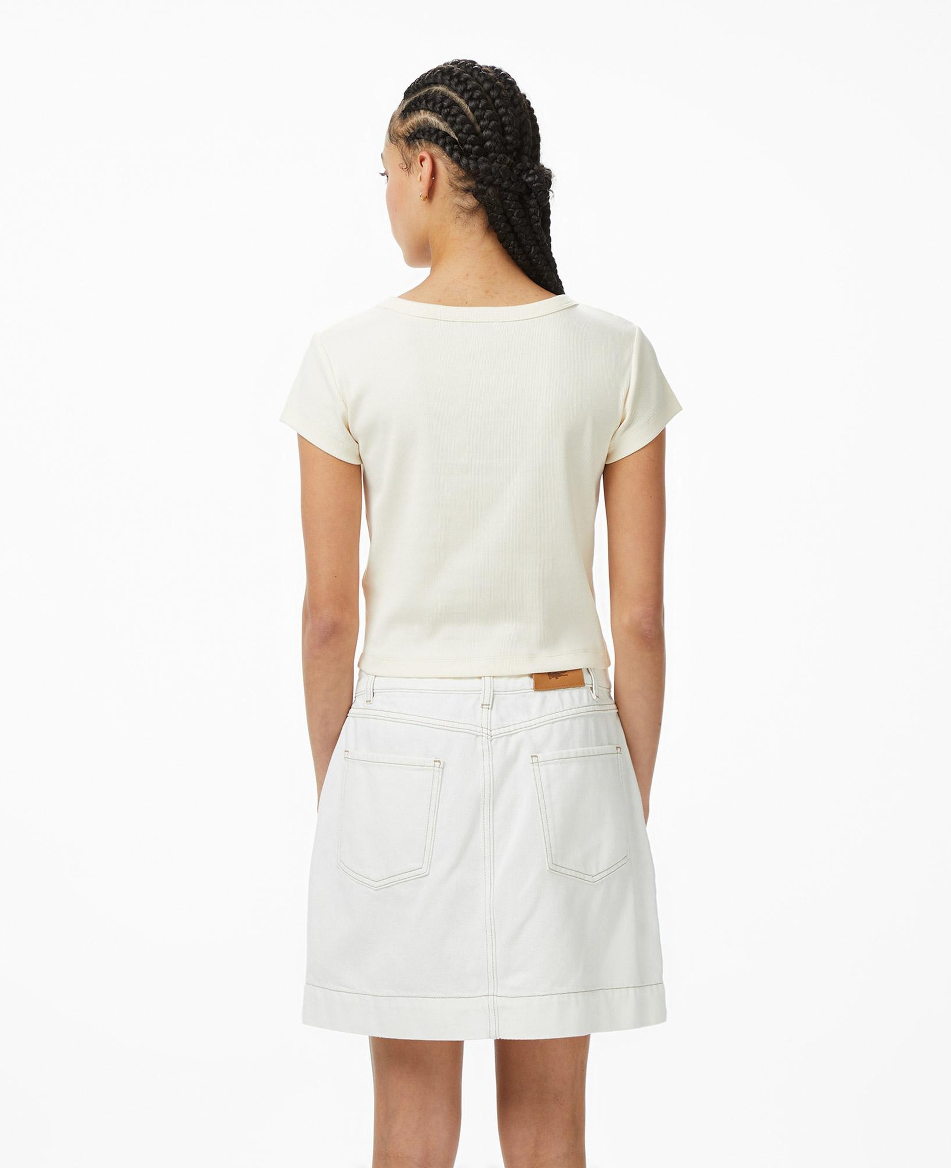 Calvin Klein Woven Label 2X2 Baby Rib Kadın Beyaz T-Shirt