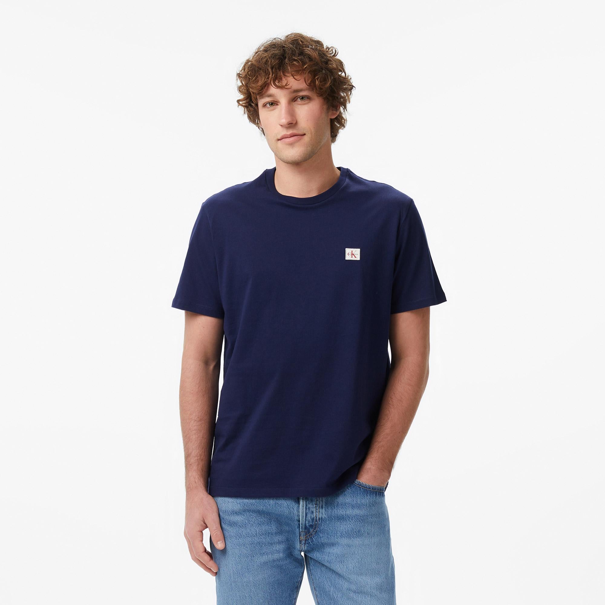 Calvin Klein Badge 30S Classic  Erkek Mavi T-Shirt