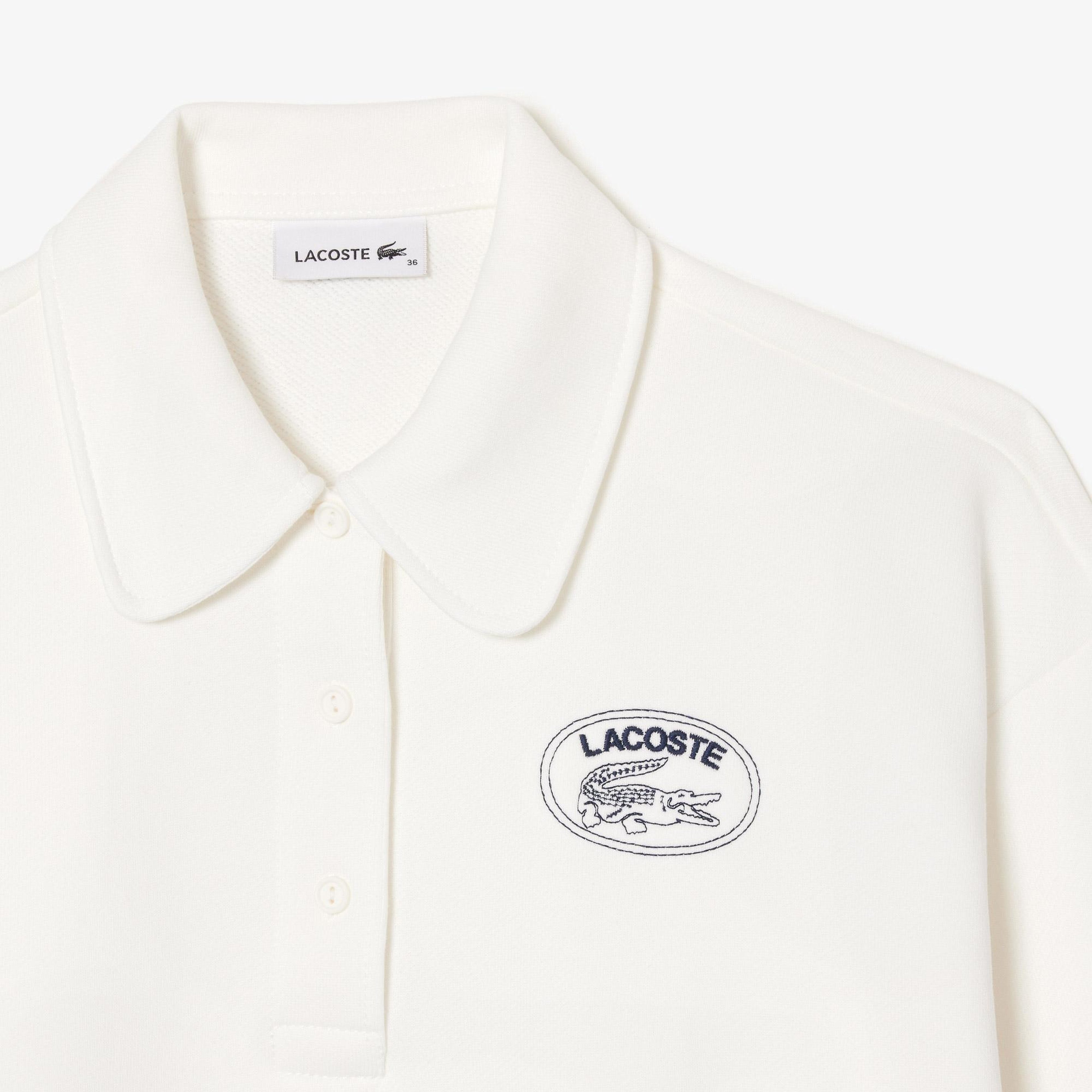 Kadın Polo Yaka Beyaz Sweatshirt