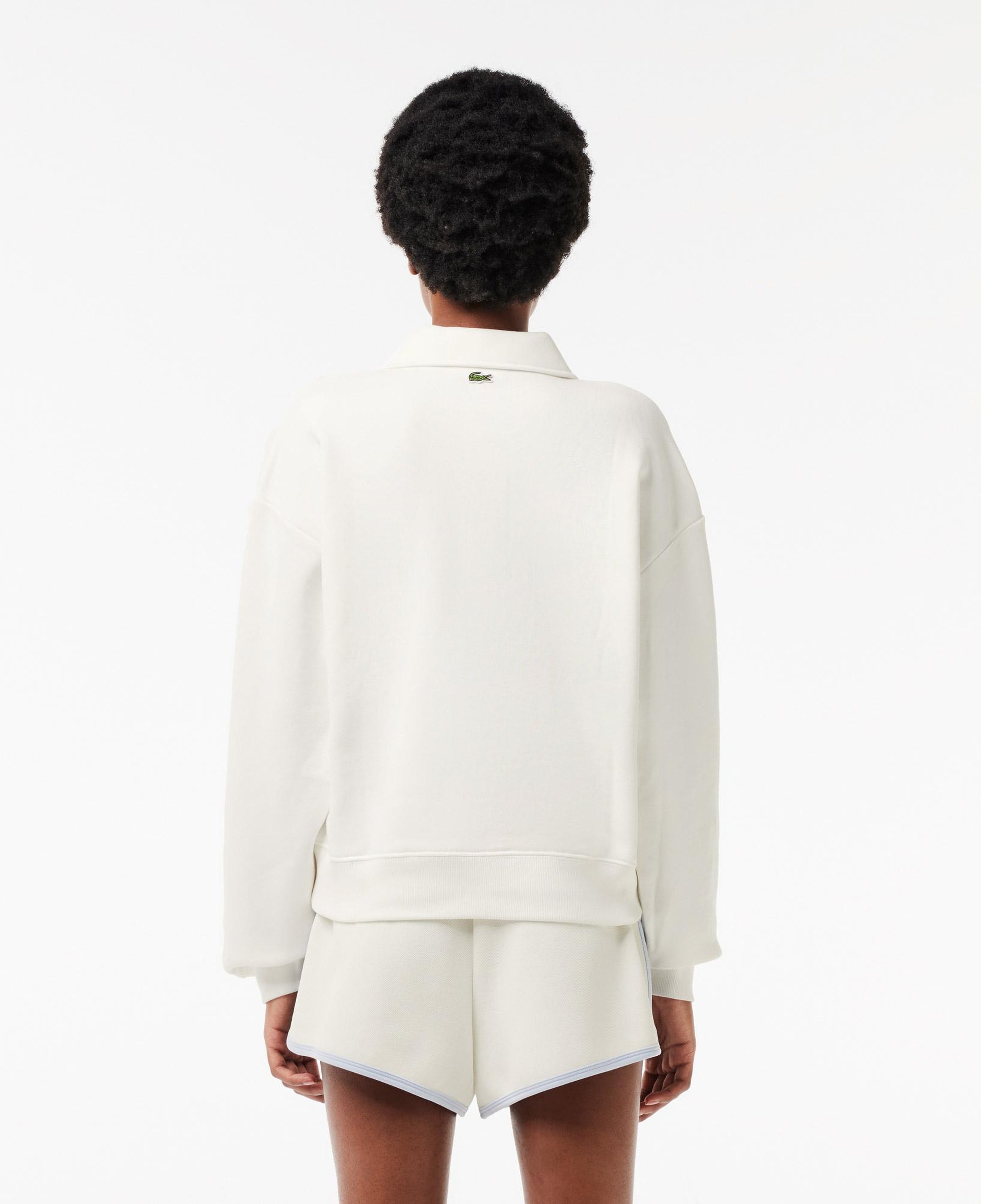 Kadın Polo Yaka Beyaz Sweatshirt
