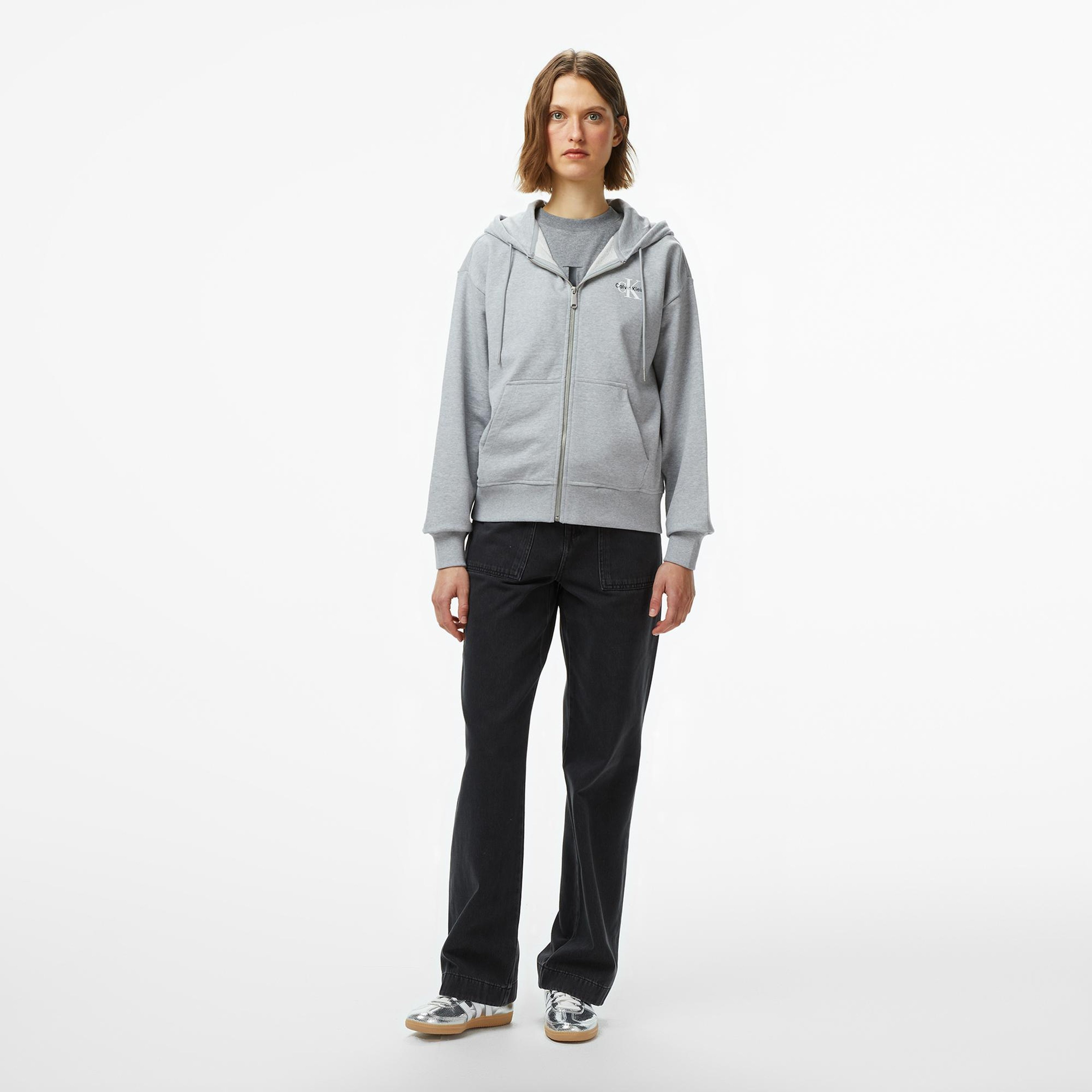Calvin Klein Monologo Kadın Gri Hoodie