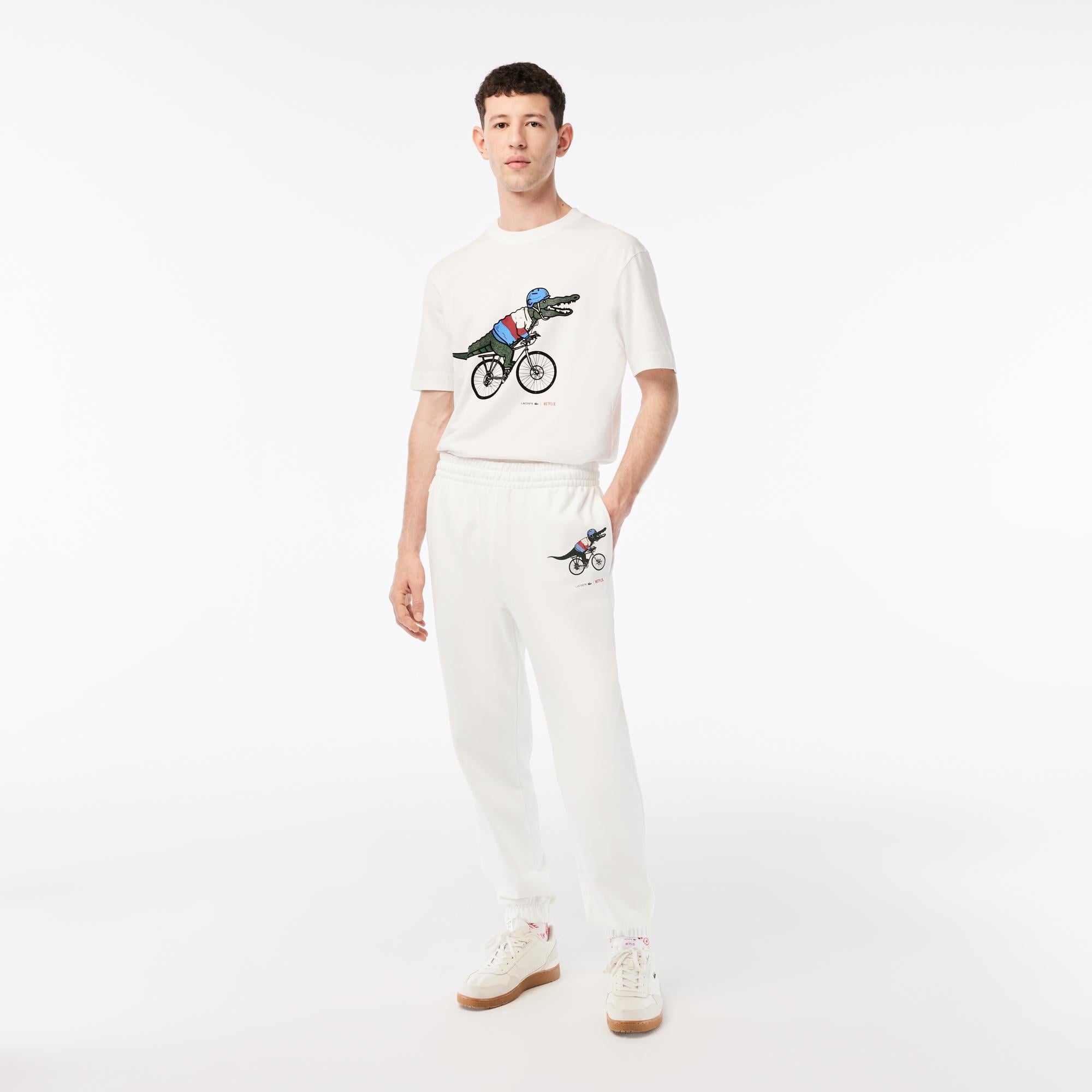 Netflix Erkek Regular Fit Baskılı Beyaz Eşofman Altı