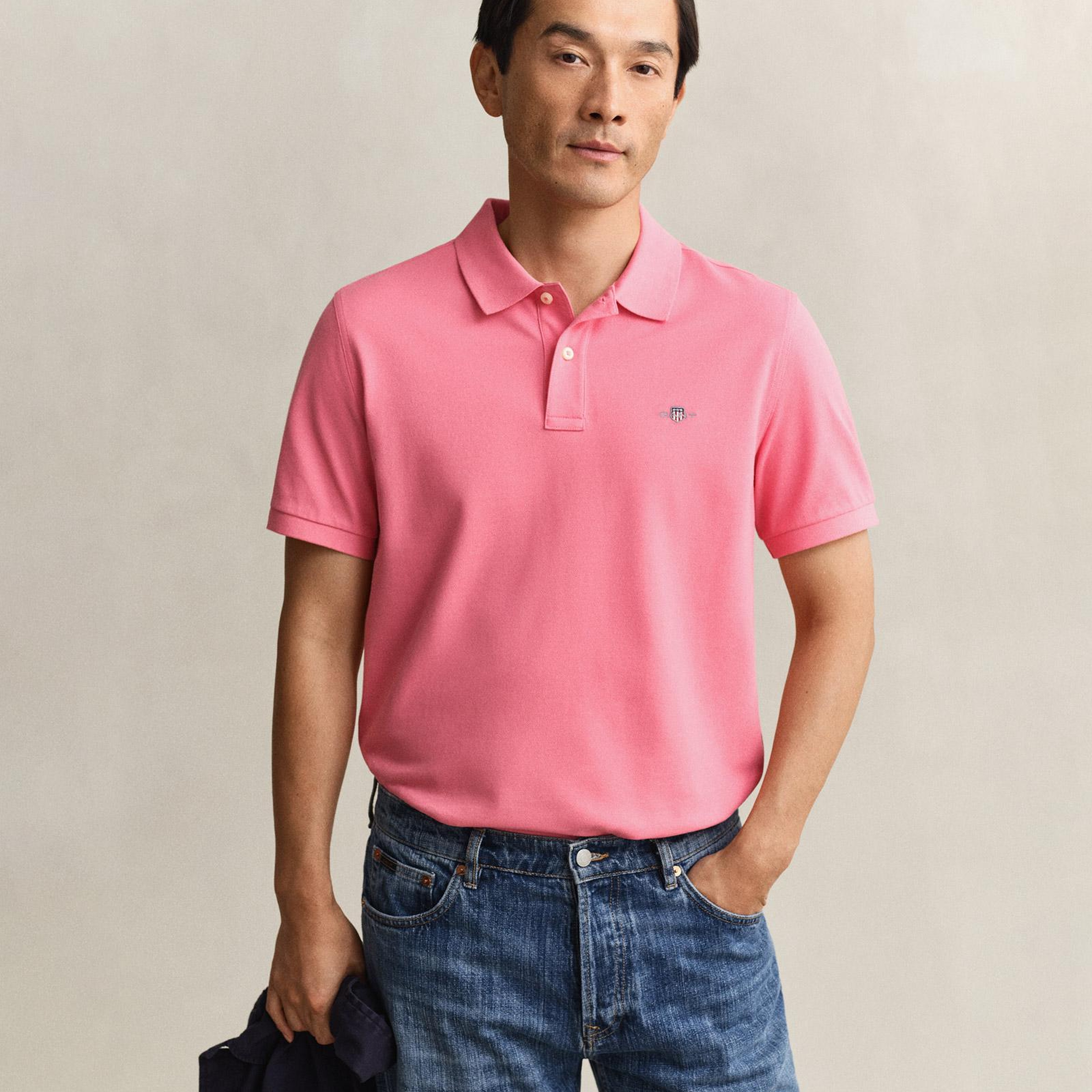 GANT Erkek Pembe Regular Fit Logolu Polo Yaka T-Shirt