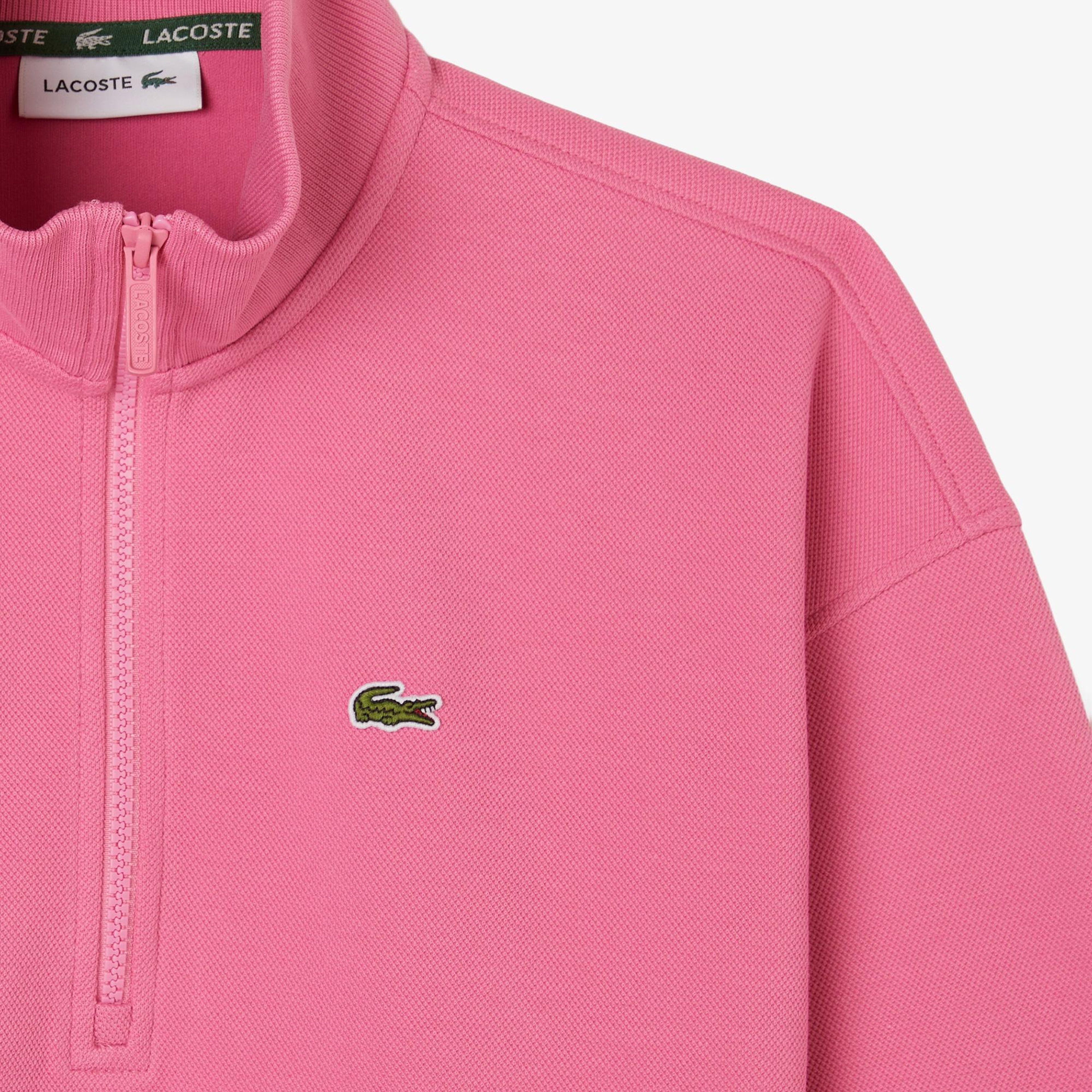Lacoste Kadın Relaxed Fit Yarım Fermuarlı Koyu Pembe Sweatshirt