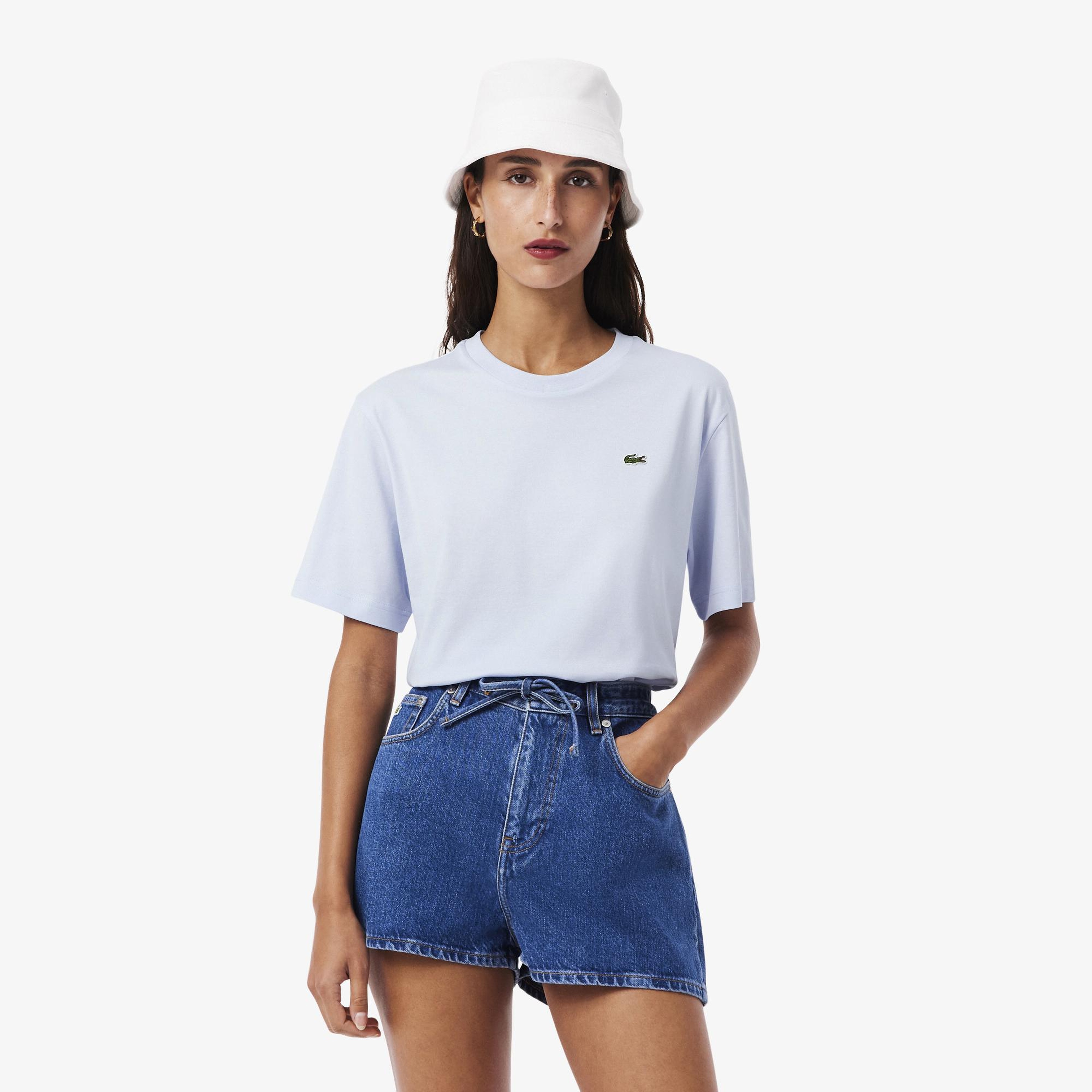 Lacoste Kadın Relaxed Fit Bisiklet Yaka Mavi T-Shirt