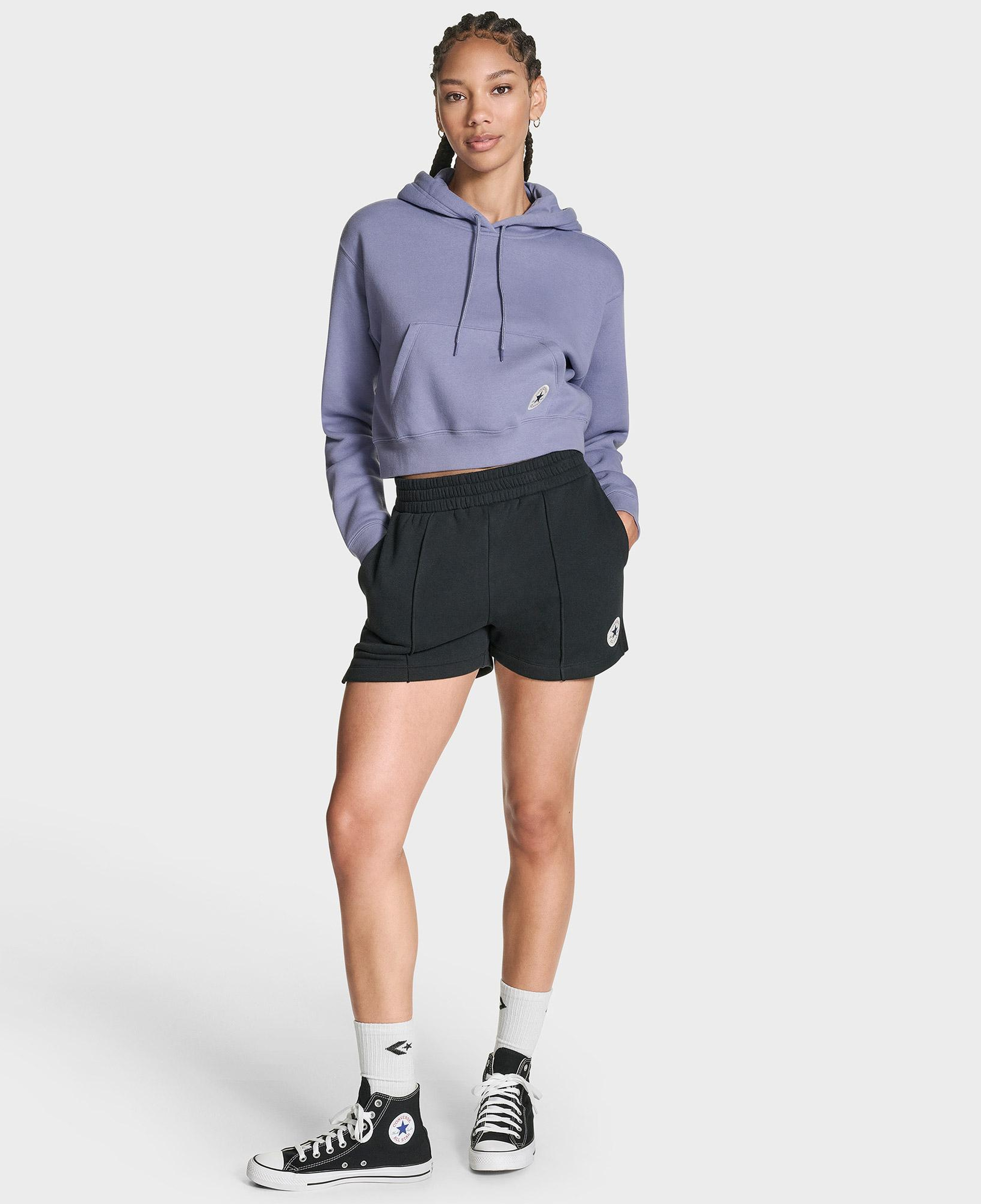 Converse Chuck Cropped Kadın Mor Swetshirt