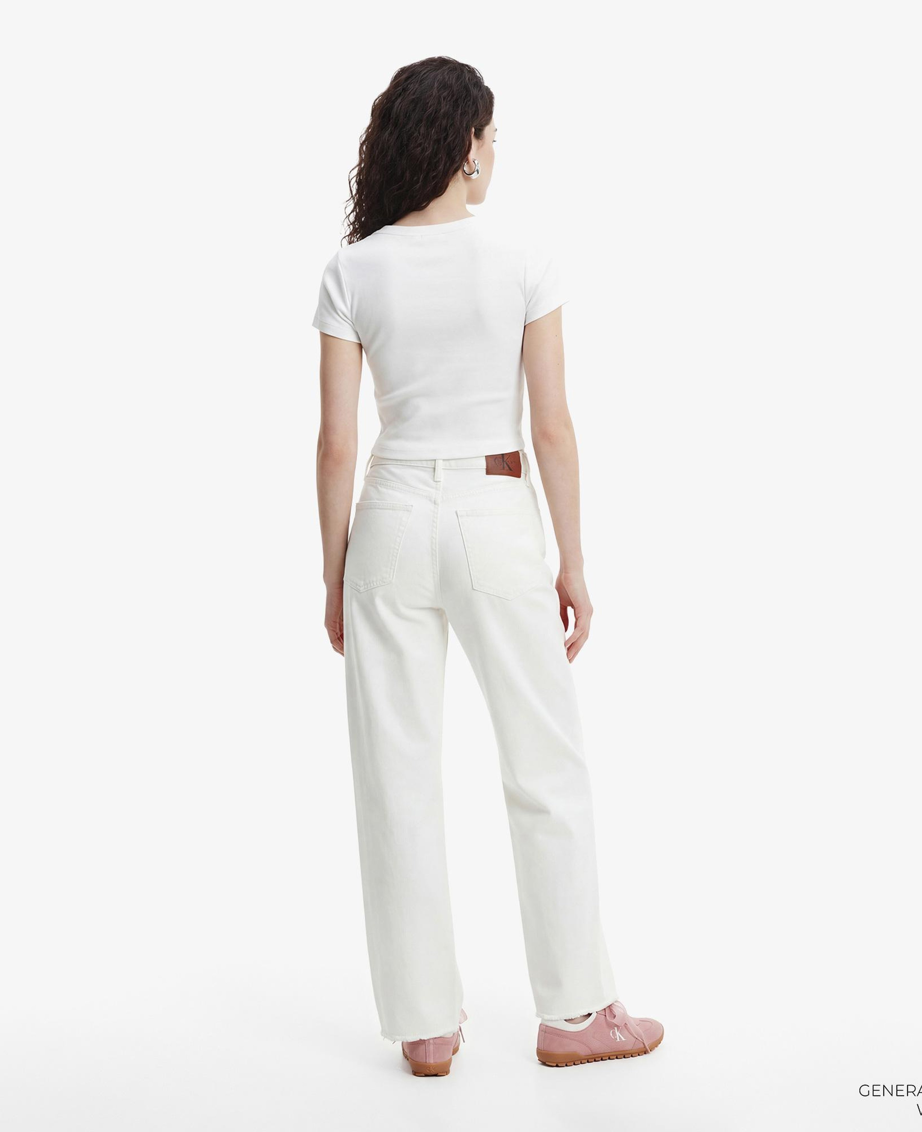 Calvin Klein Woven Label 2X2 Baby Rib Kadın Beyaz T-Shirt