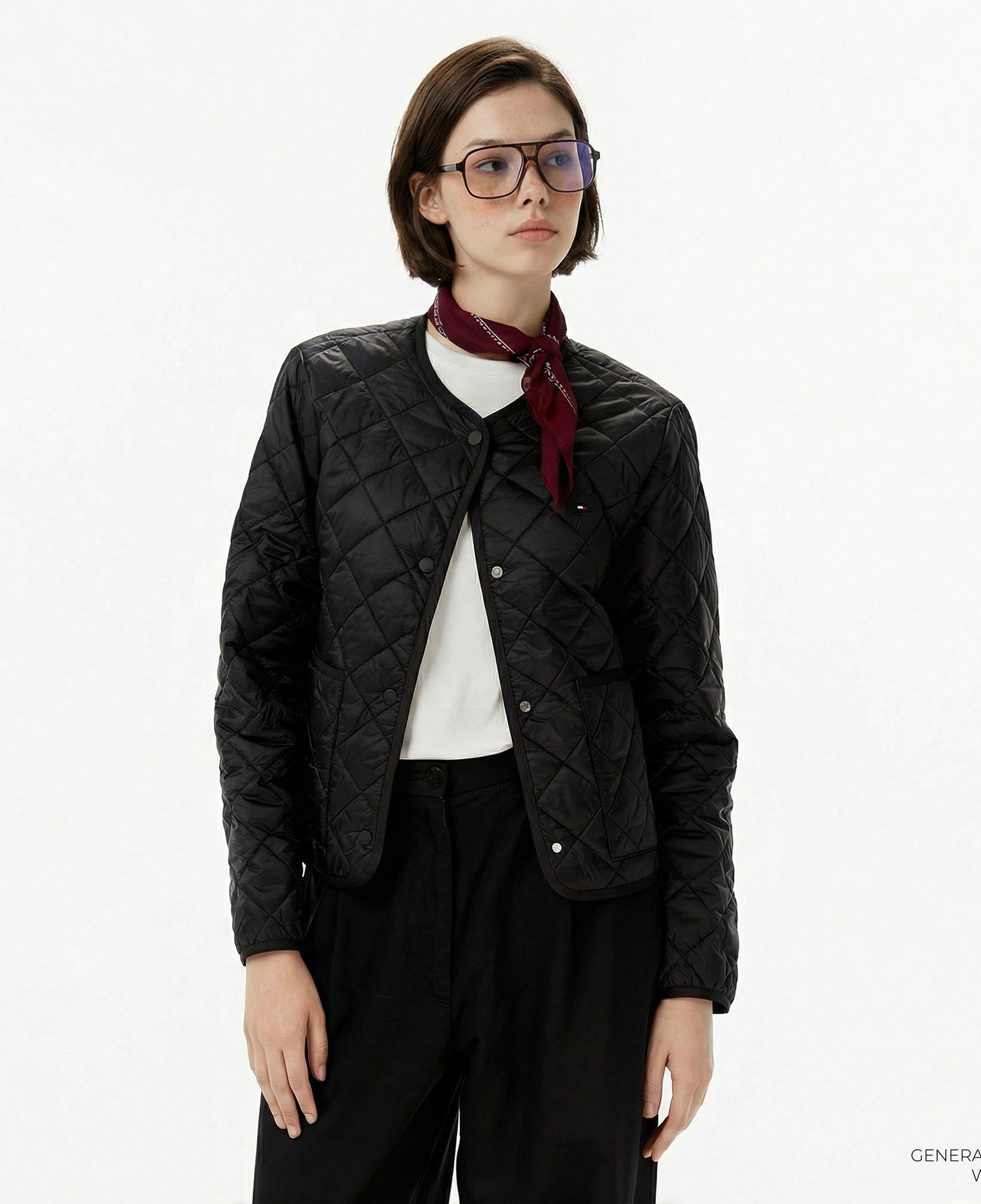 Tommy Hilfiger Padded Regular Quilted Kadın Puffer Siyah Ceket