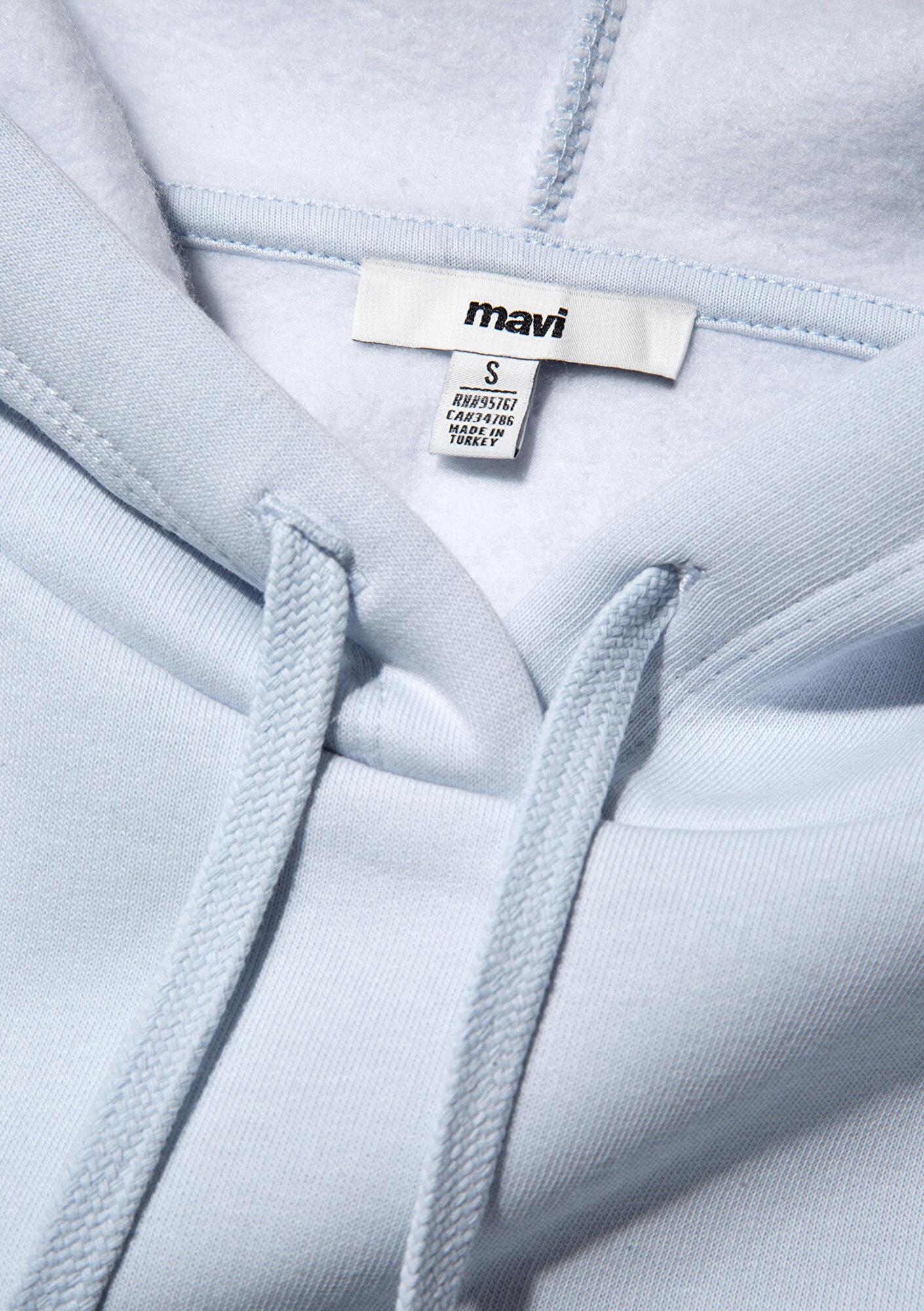 Mavi Mavi Logo Baskılı Kapüşonlu Mavi Sweatshirt 1600361-70717