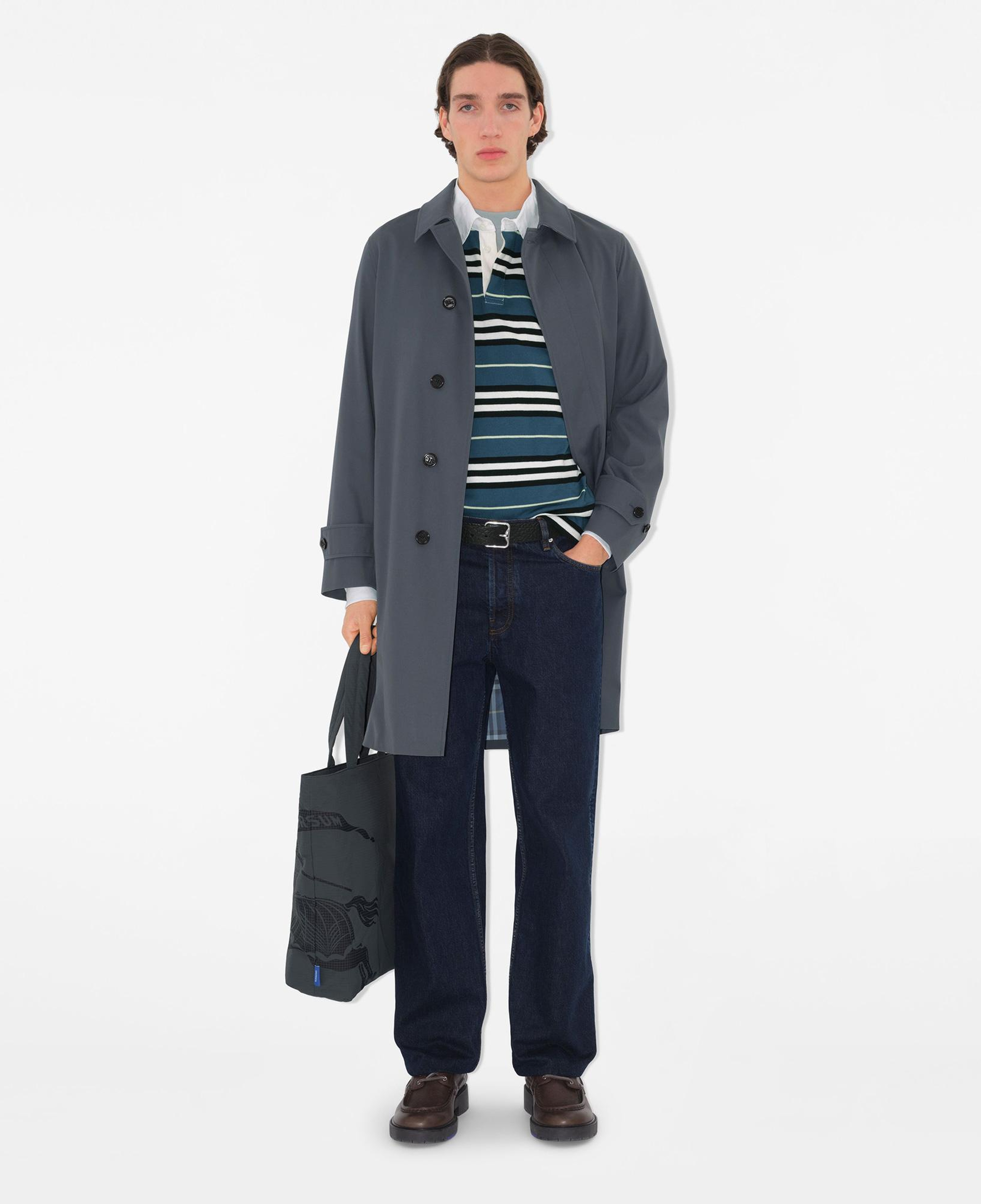 Burberry Cas Long Gabardine Erkek Gri Palto
