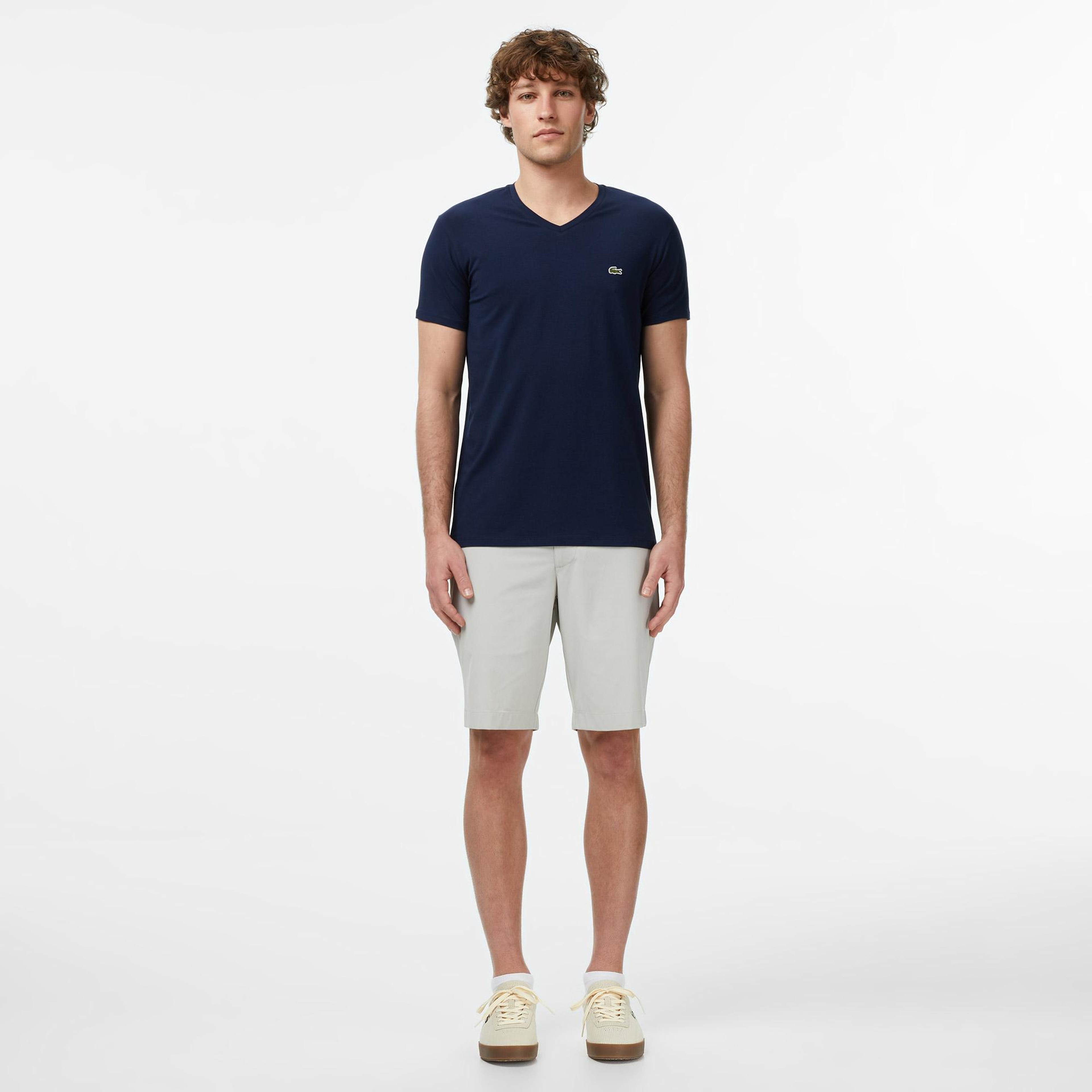 Lacoste Erkek Slim Fit V yaka Lacivert T-Shirt