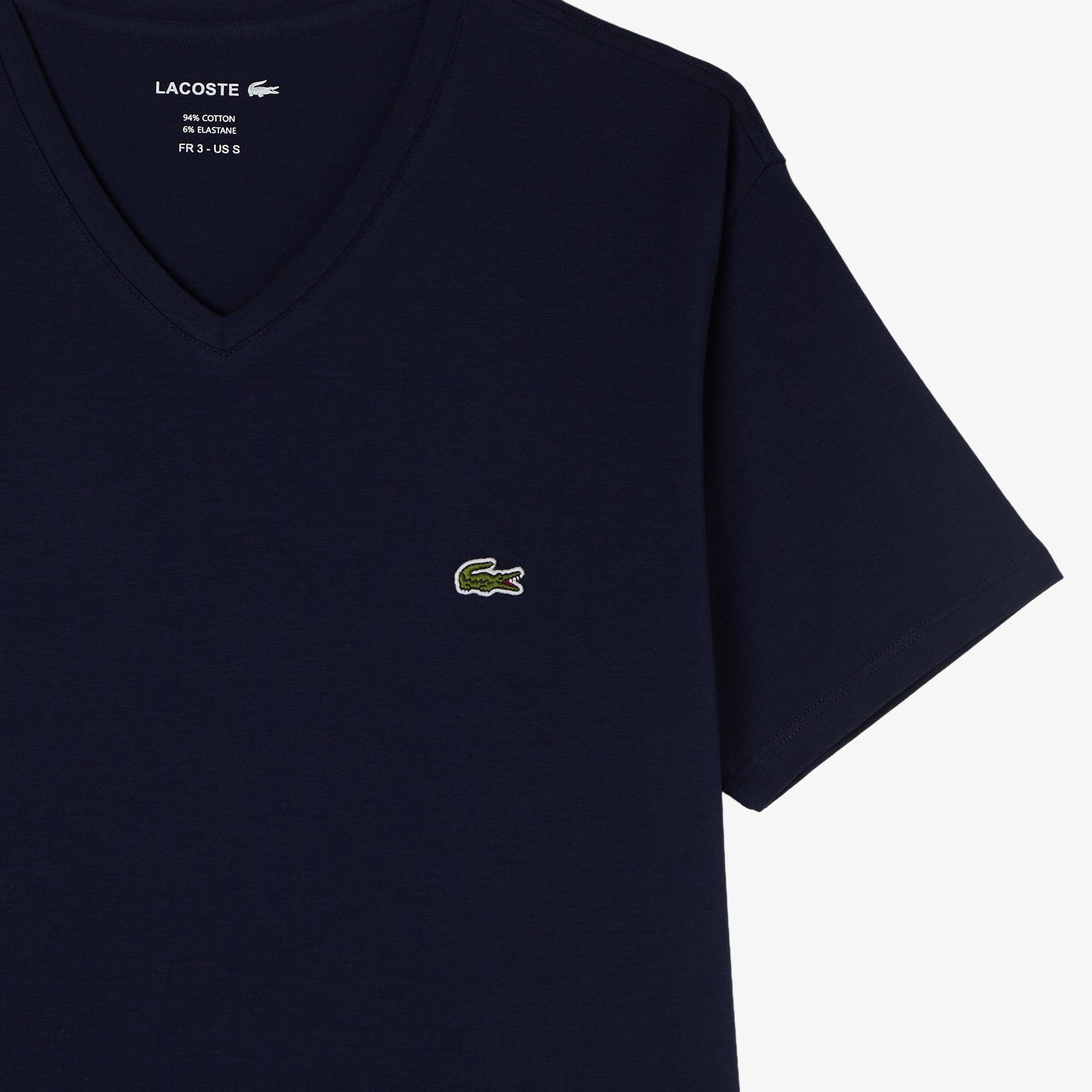 Lacoste Erkek Slim Fit V yaka Lacivert T-Shirt